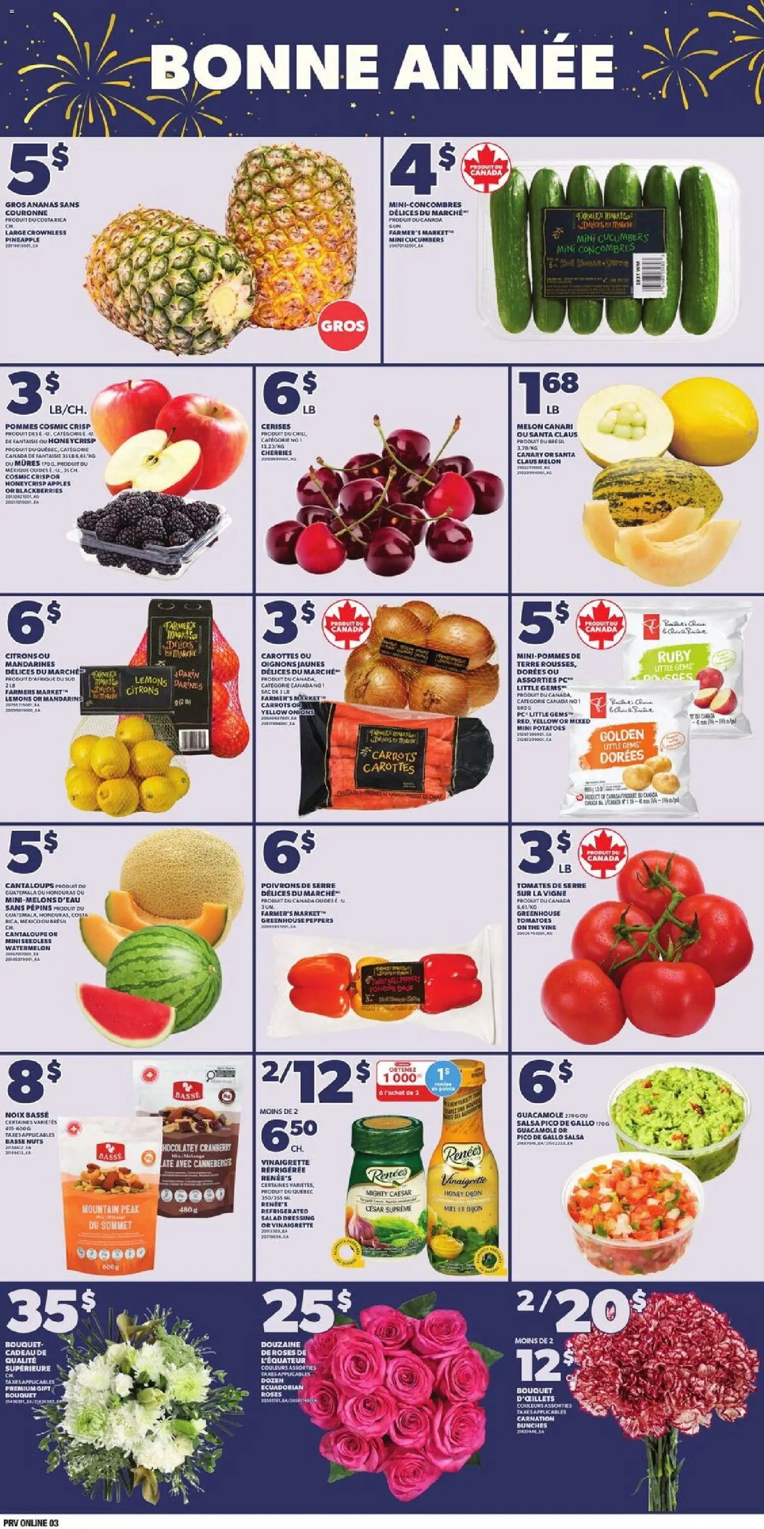 Provigo flyer valid from 25.12.2025 | Page: 3 | Products: Pineapple, Cucumbers, PC, Tomatoes