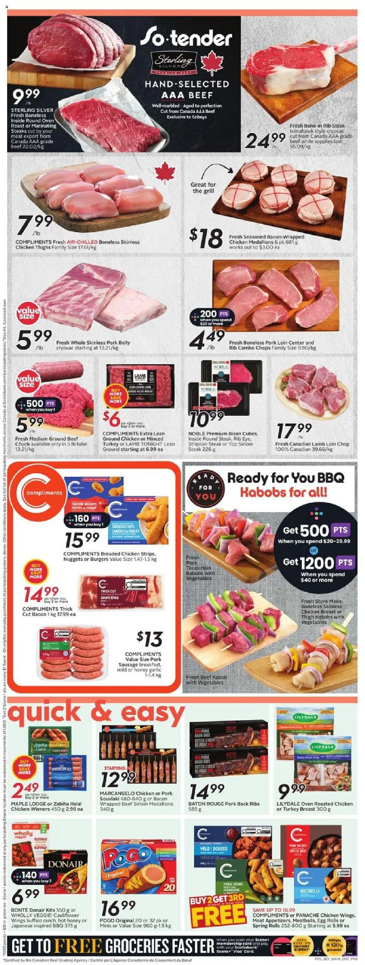 Sobeys flyer valid from 31.07.2025 | Page: 8 | Products: Beef, Turkey, Bed, Pork