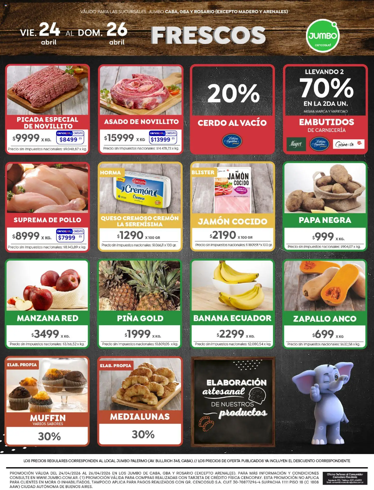 Jumbo ofertas │ válido desde el 24.04.2026 | Página: 8 | Productos: Rosario, Banana, Papa, Queso