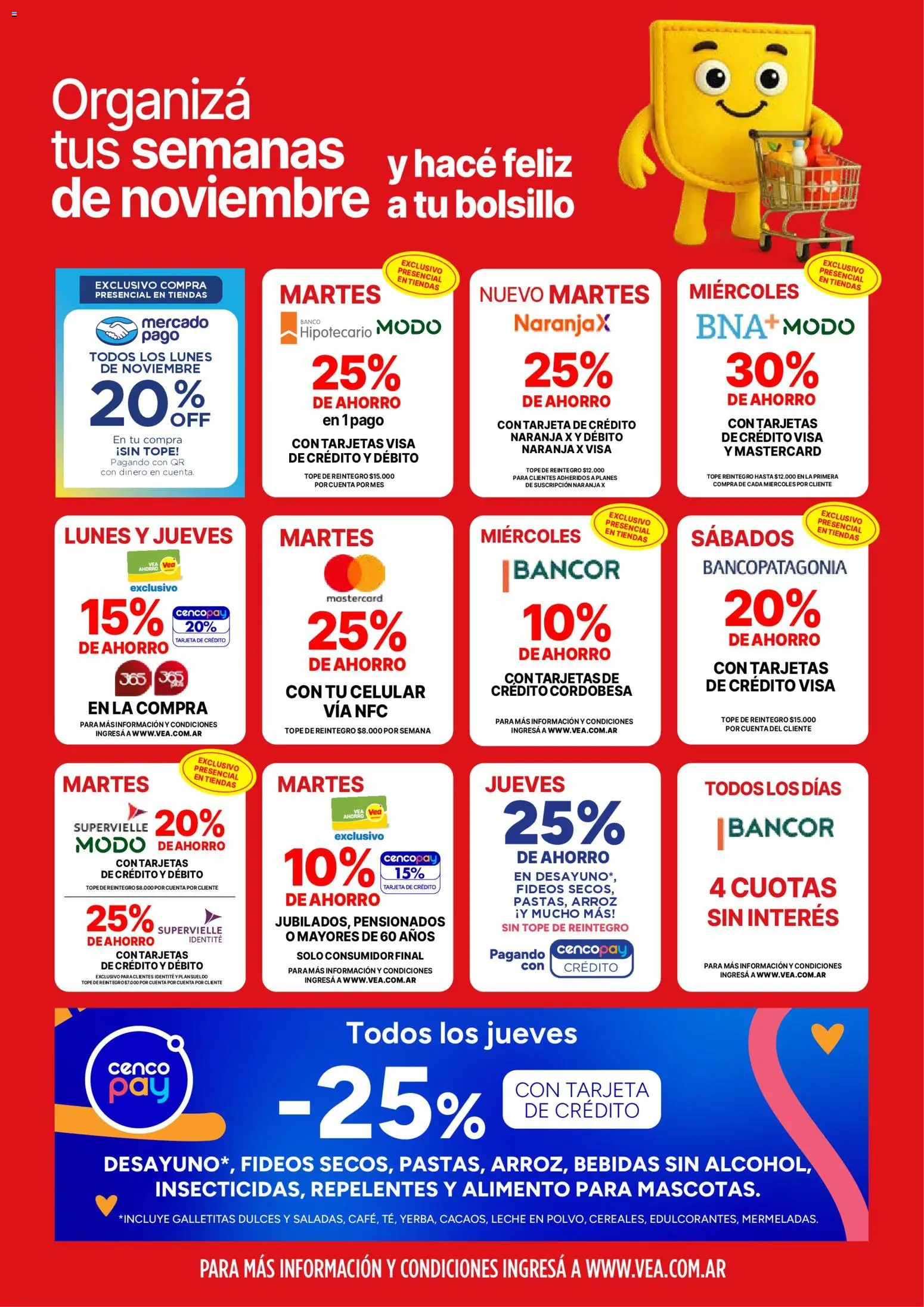 Vea - Ofertas fin de semana  │ válido desde el 14.11.2025 | Página: 10 | Productos: Banco, Leche, Arroz, Fideos