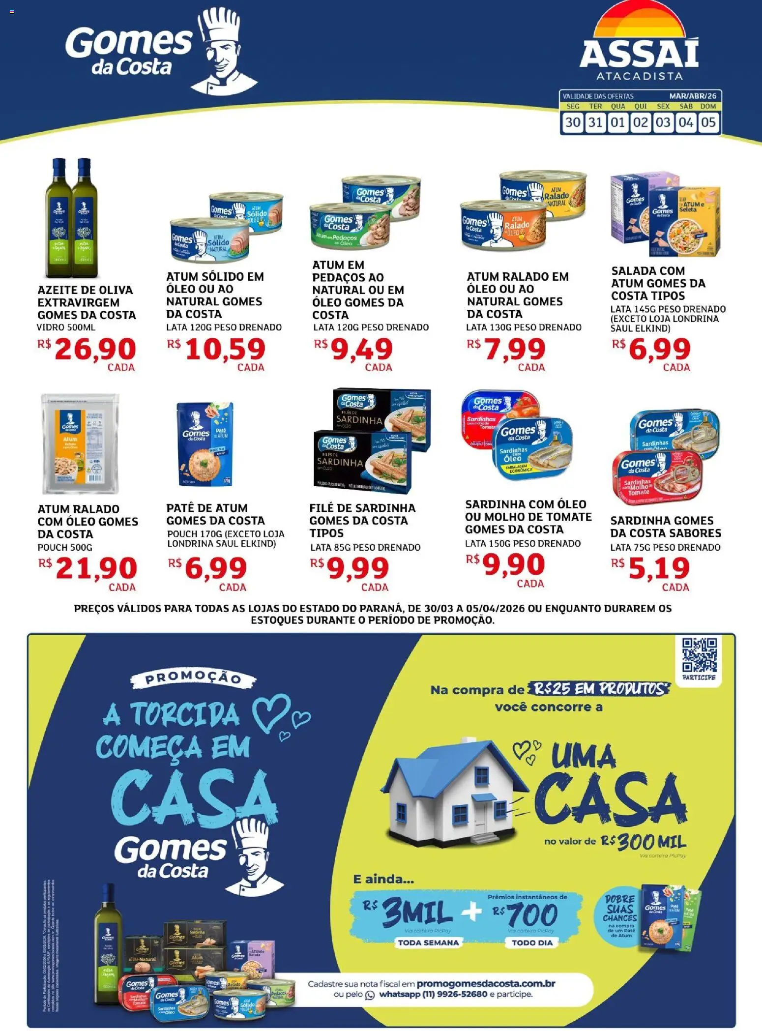 Assaí Atacadista Folheto - válido de 30.03.2026 | Página: 1 | Produtos: Molho de tomate, Salada, Carteira, Sardinha