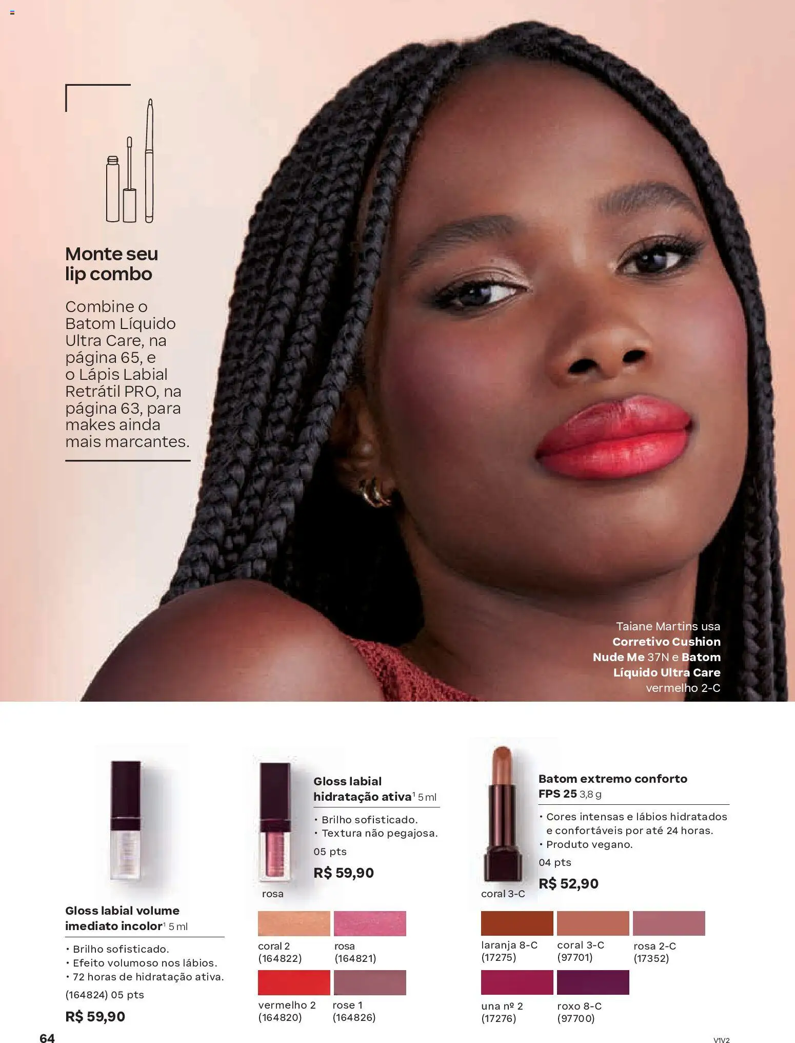 Natura Folheto - válido de 19.02.2026 | Página: 64 | Produtos: Corretivo, Batom, Gloss labial, Lápis