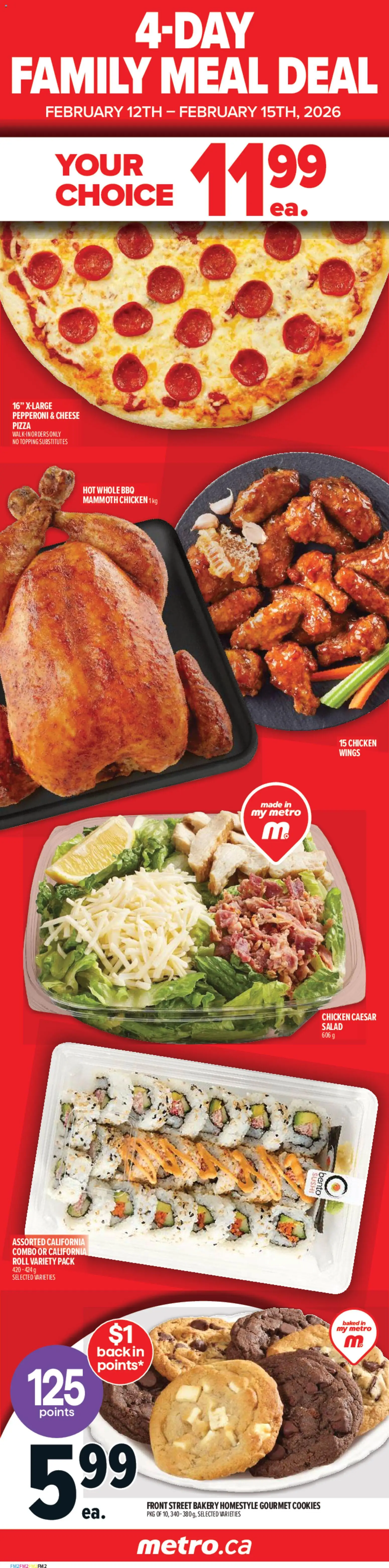 Metro flyer valid from 12.02.2026 | Page: 3 | Products: Cookies, Chicken wings, Pizza, Chicken