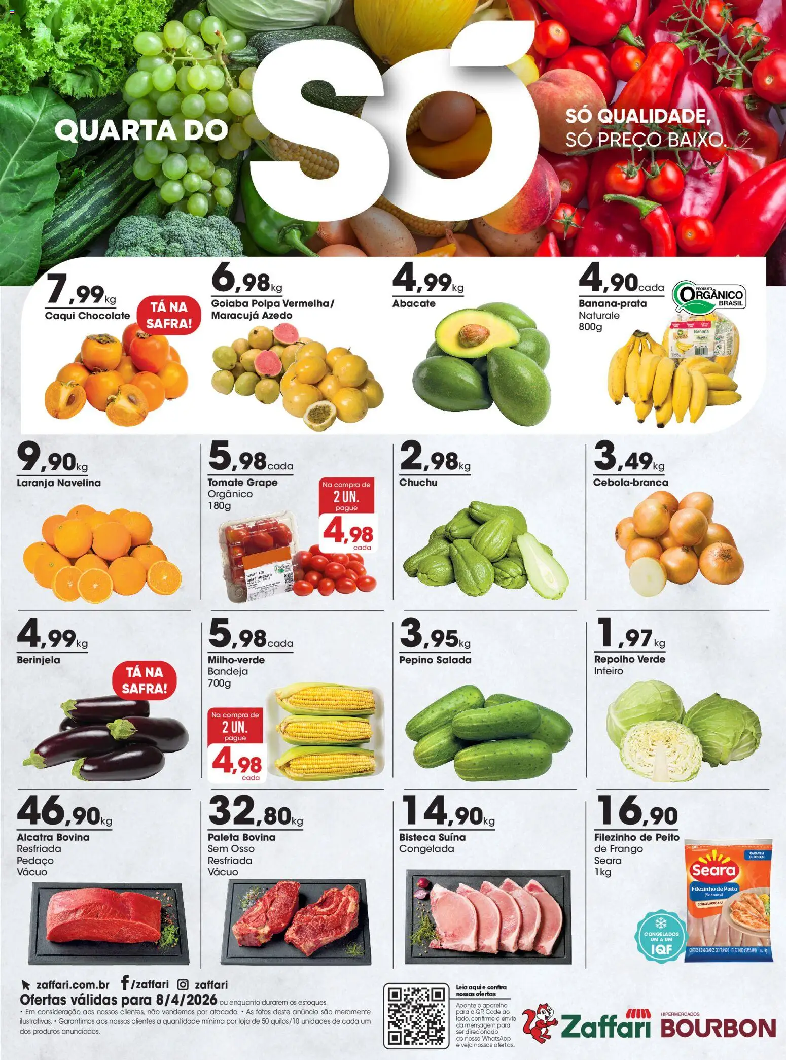 Zaffari Folheto - válido de 08.04.2026 | Página: 1 | Produtos: Caqui, Maracujá, Berinjela, Chocolate