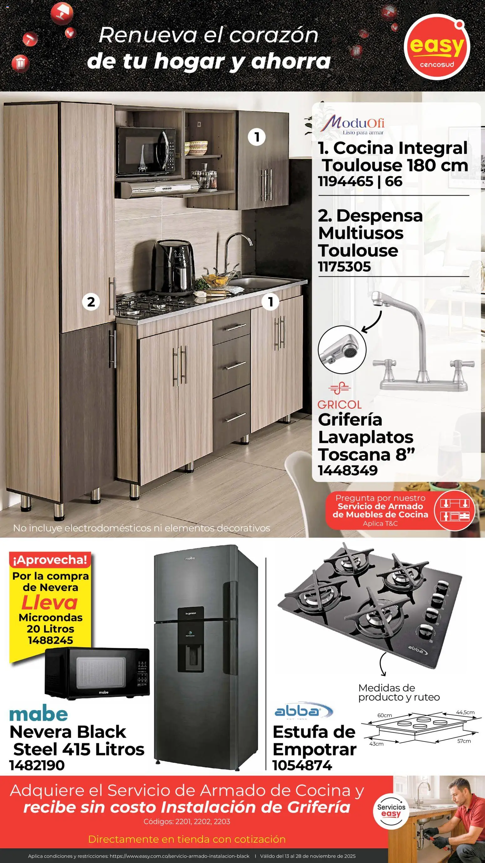 Easy revista - valida desde el 13.11.2025 | Página: 8 | Productos: Estufa, Cocina, Microondas, Nevera