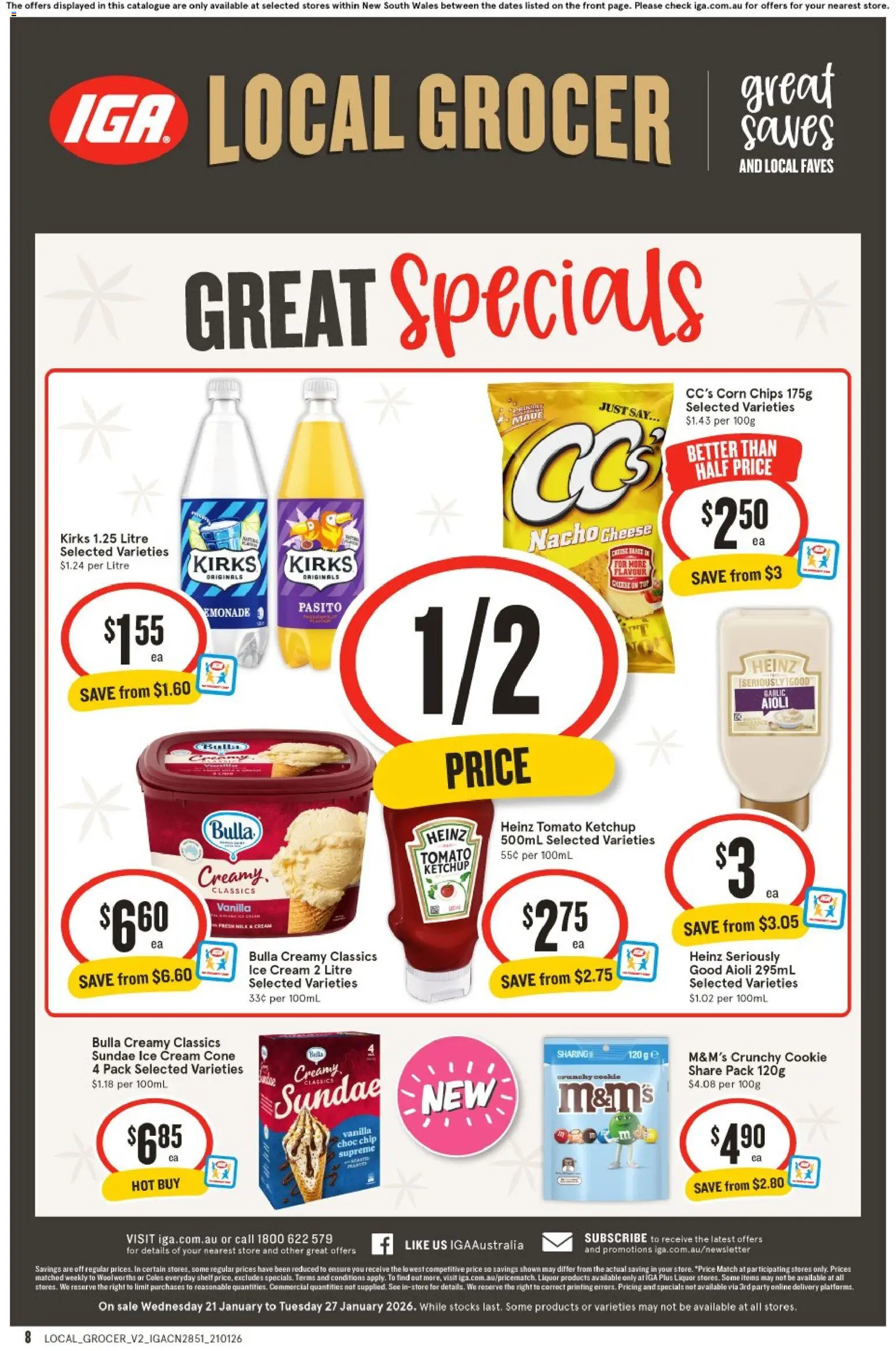 IGA catalogue - valid from 21.01.2026 | Page: 8 | Products: Chips, Ketchup, Cream, Garlic