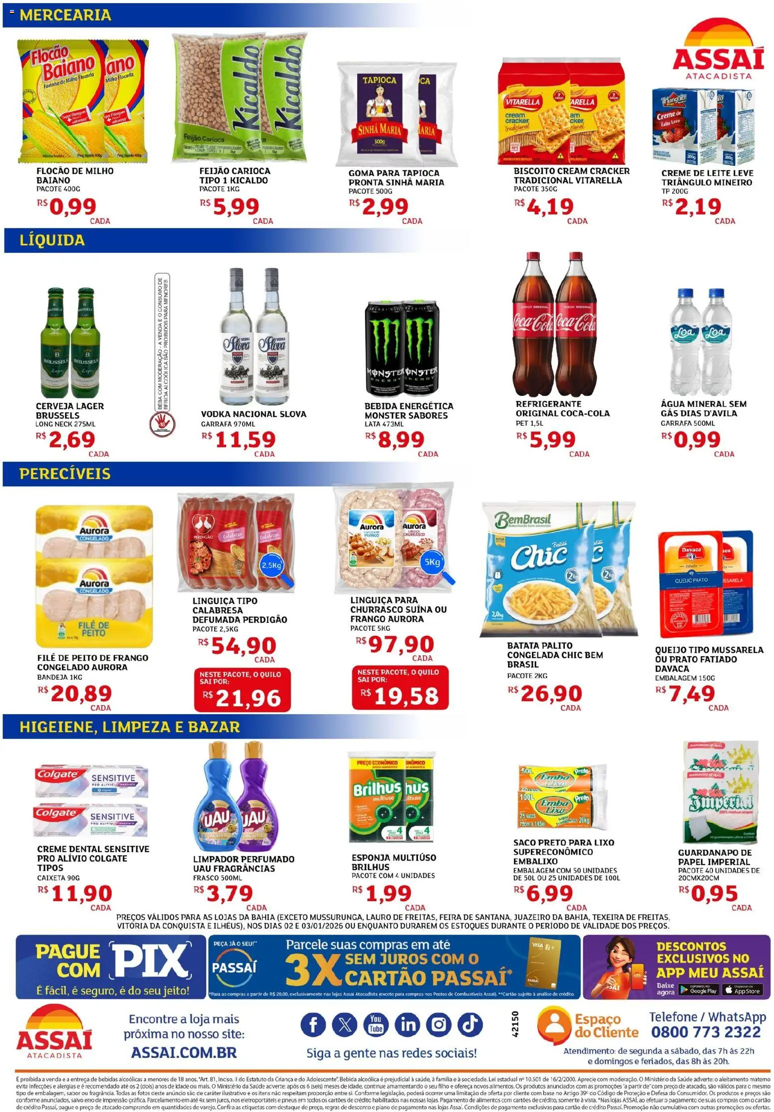 Assaí Atacadista Folheto - válido de 02.01.2026 | Página: 2 | Produtos: Feijão, Biscoito, Bebida, Mussarela