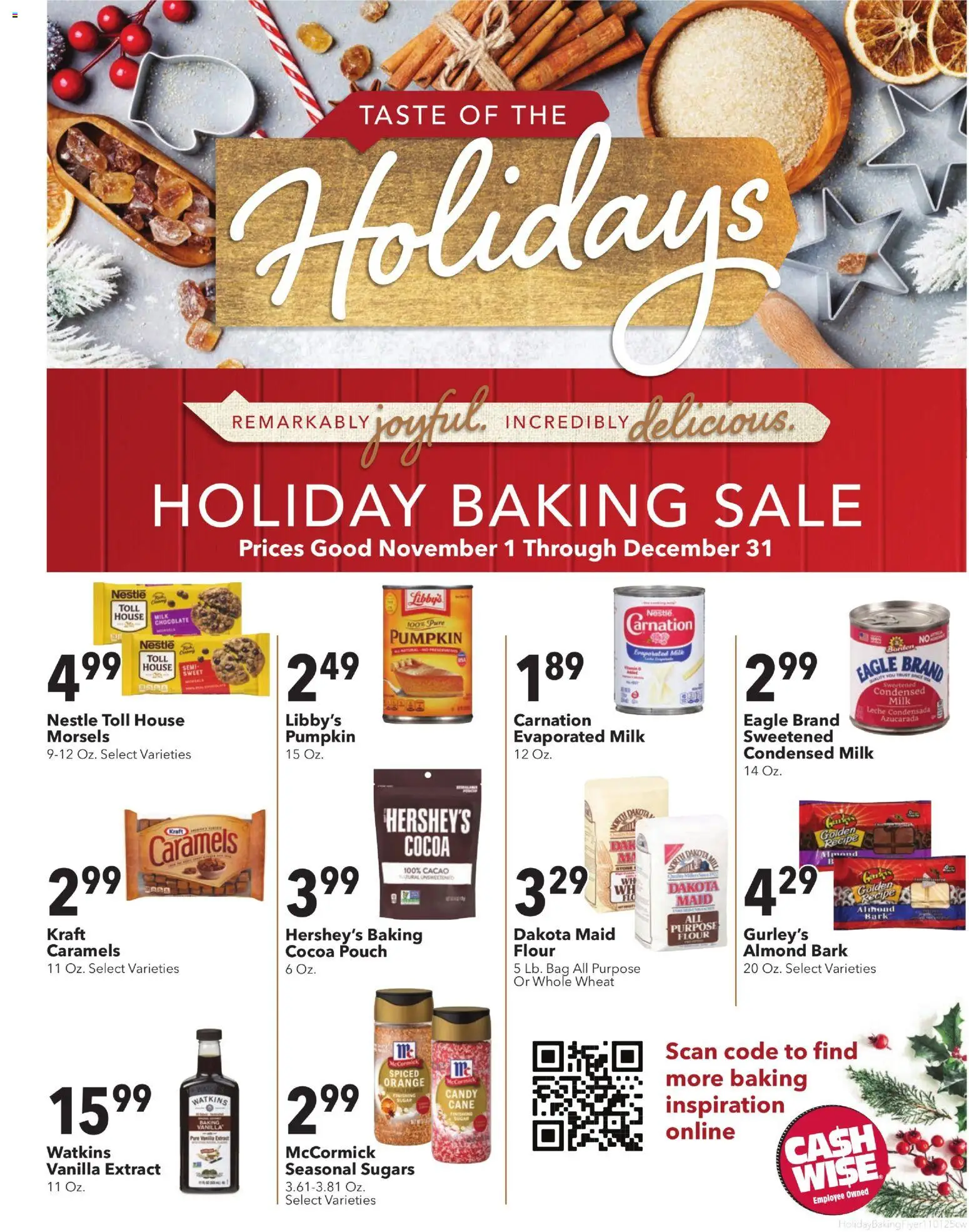 Cash Wise Taste of the Holidays - valid from 01.11.2025 | Page: 1 | Products: Milk, Sugar, Pumpkin, Bag