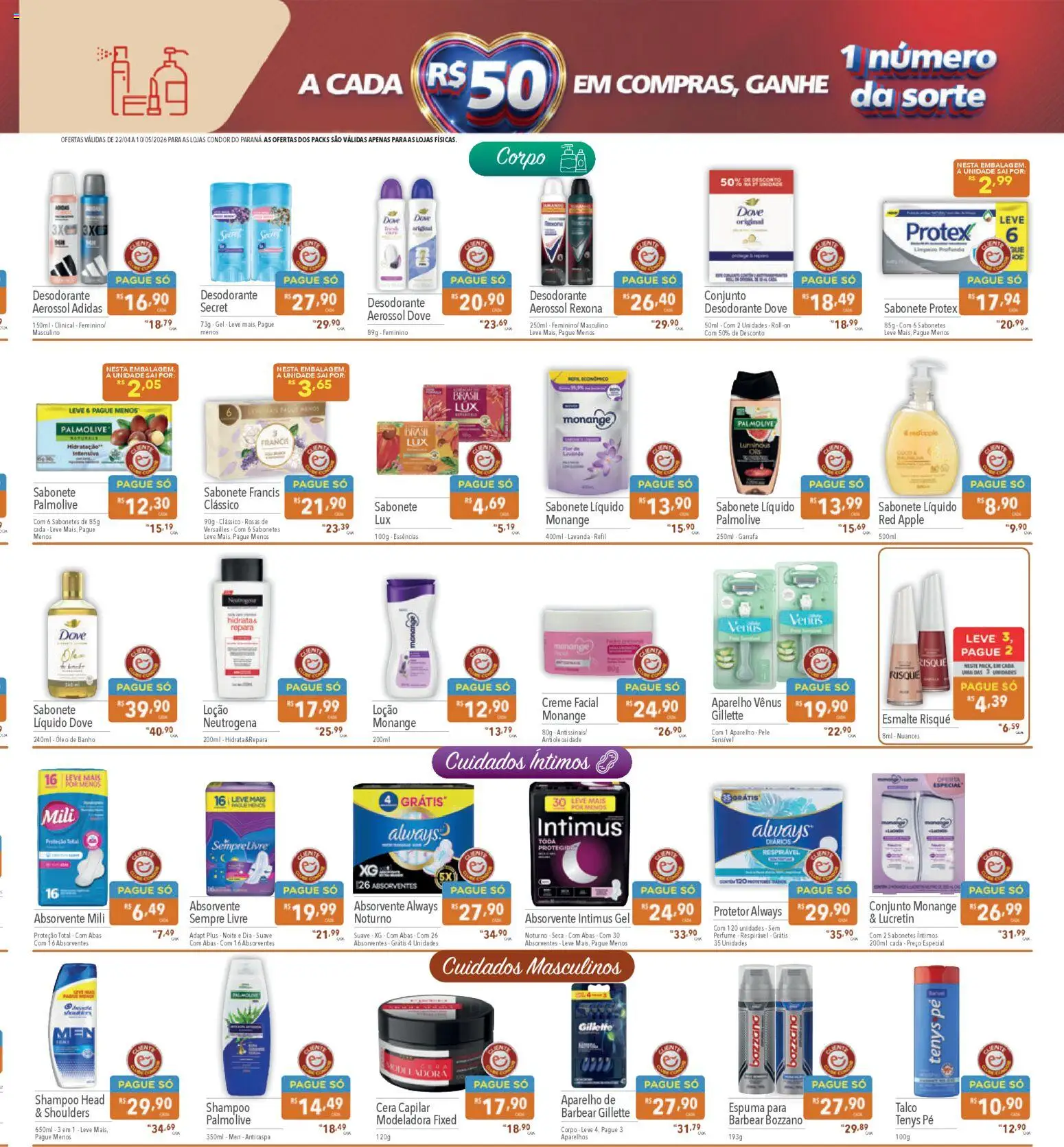 Supermercados Condor Folheto - válido de 22.04.2026 | Página: 21 | Produtos: Perfume, Creme, Sabonete, Rexona