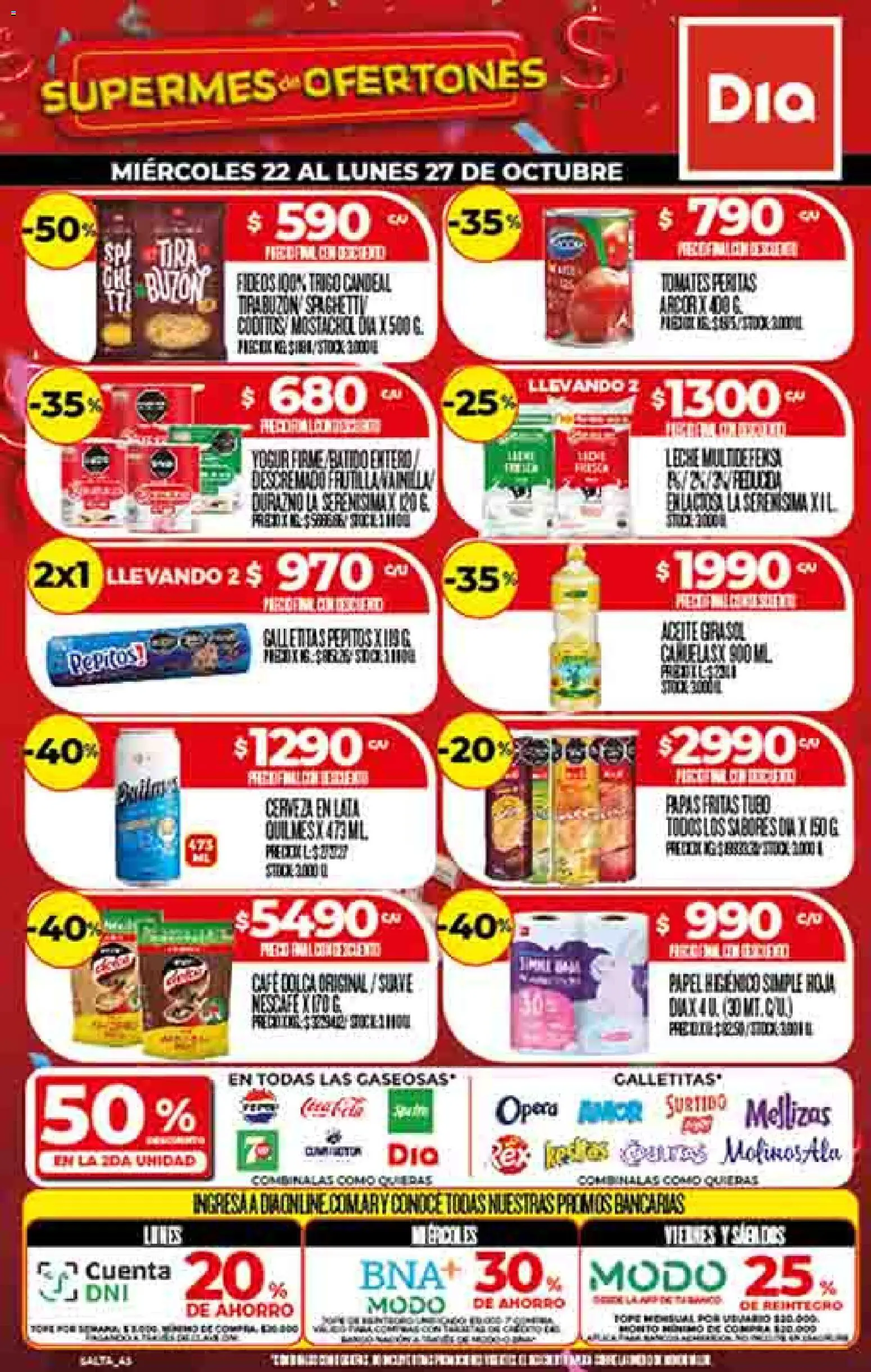 Dia - Ofertas - Salta y Jujuy │ válido desde el 22.10.2025 | Página: 1 | Productos: Buzón, Galletitas, Durazno, Cerveza