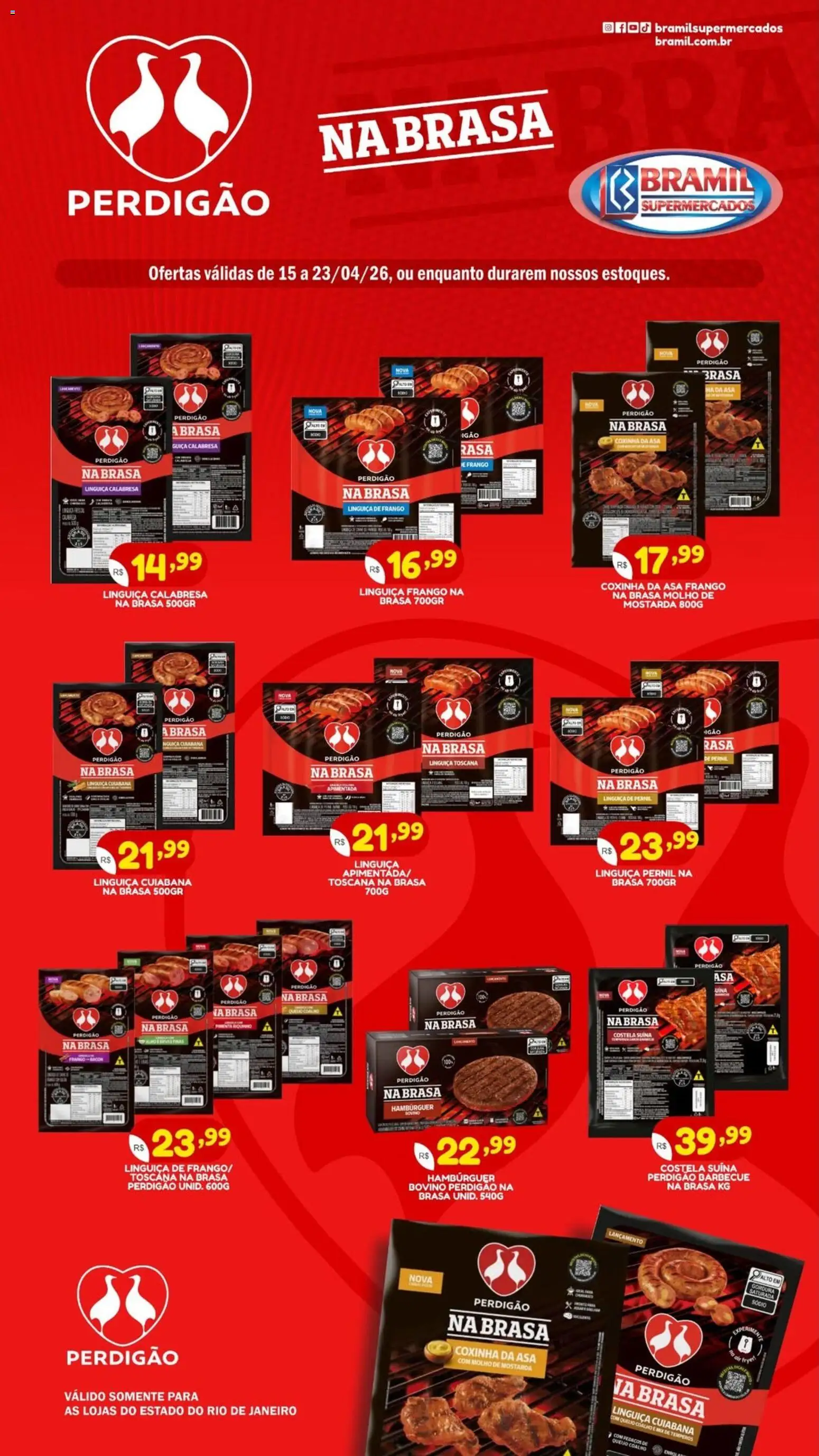 Bramil Supermercados Folheto - válido de 15.04.2026 | Página: 1 | Produtos: Linguiça, Pernil, Queijo, Frango