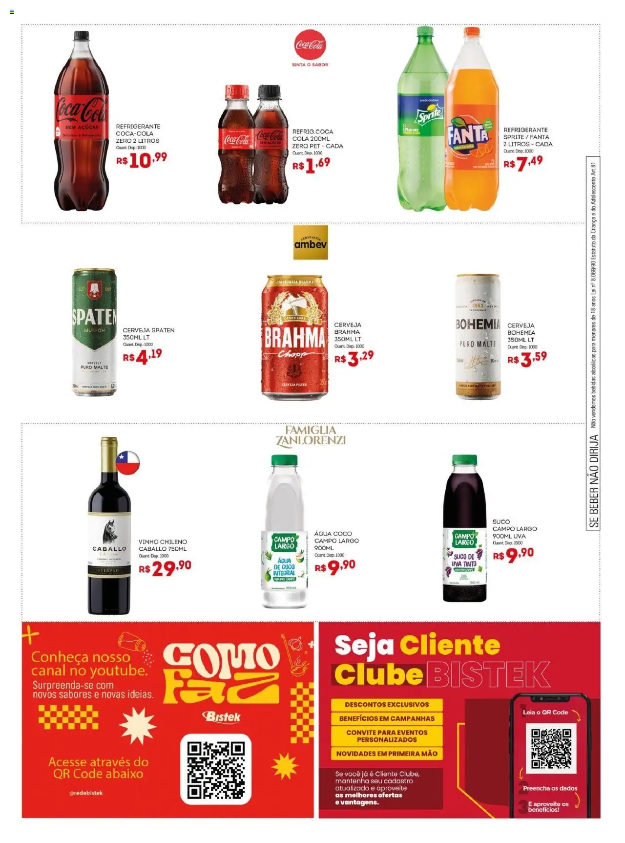 Bistek Supermercados Folheto - válido de 08.10.2025 | Página: 7 | Produtos: Suco, Cerveja, Açúcar, Refrigerante