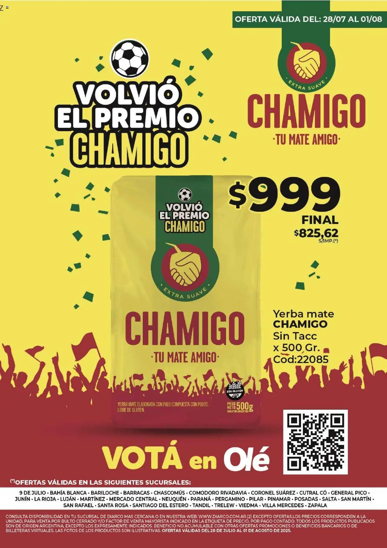Diarco Especial Premio Chamigo │ válido desde el 28.07.2025 | Página: 1 | Productos: Pico, Mate, Yerba, General