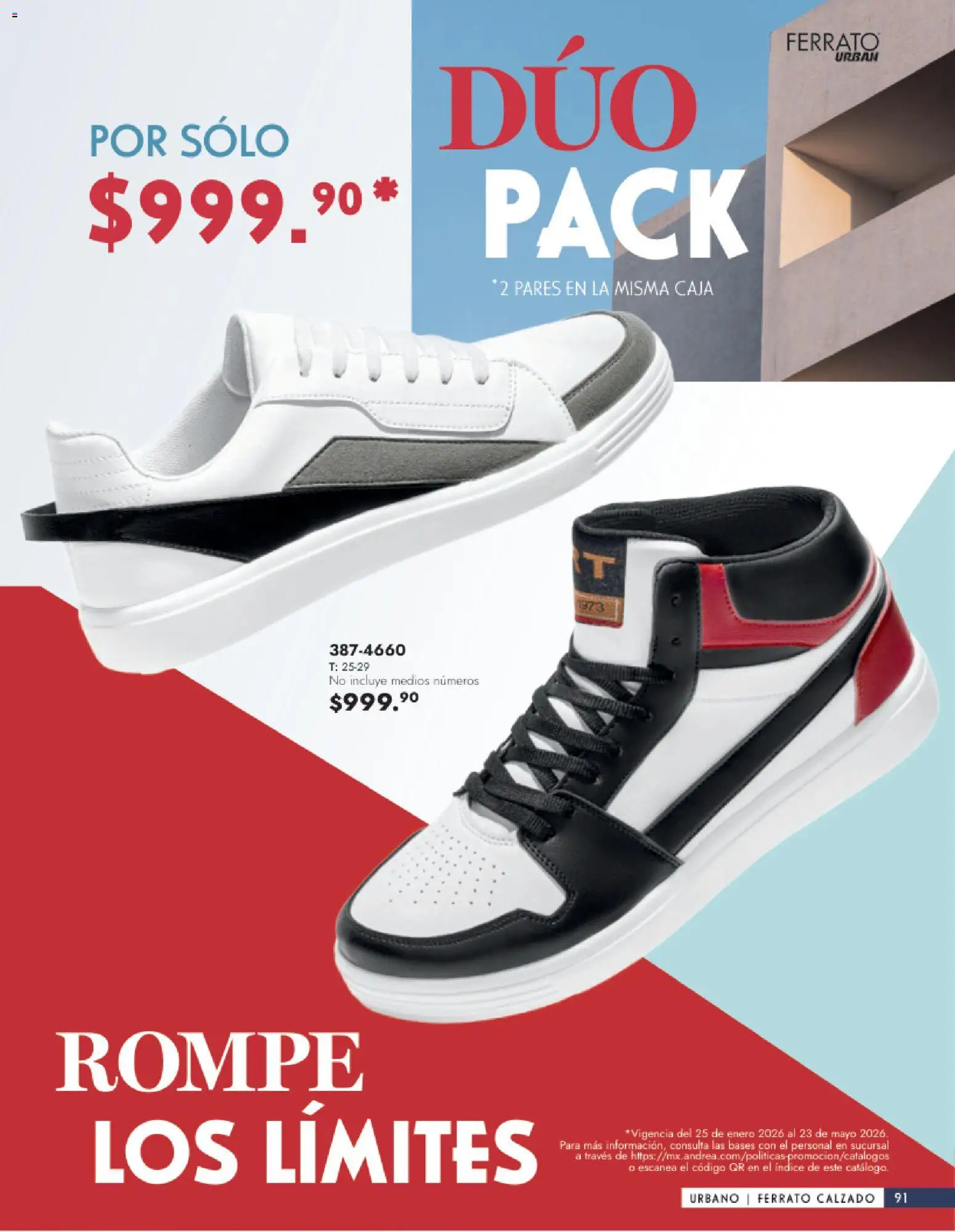 Nuevas ofertas de Andrea válidas en toda la República Mexicana desde el 25.01.2026. ¡Encuentra las mejores ofertas en Andrea catálogo Calzado Caballero! | Página: 91 | Productos: Caja