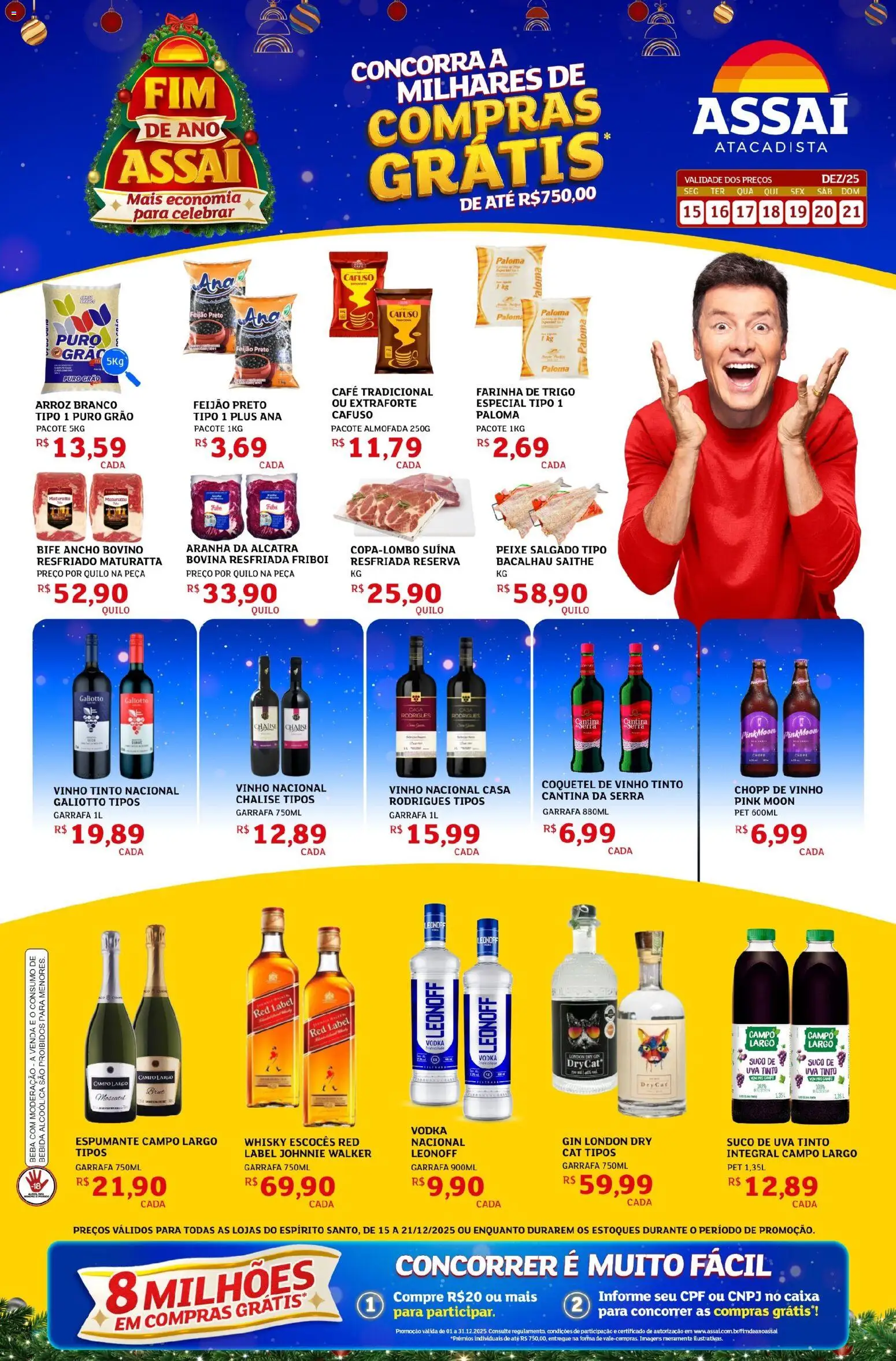 Assaí Atacadista Folheto - válido de 15.12.2025 | Página: 1 | Produtos: Bacalhau, Farinha de trigo, Arroz, Vodka