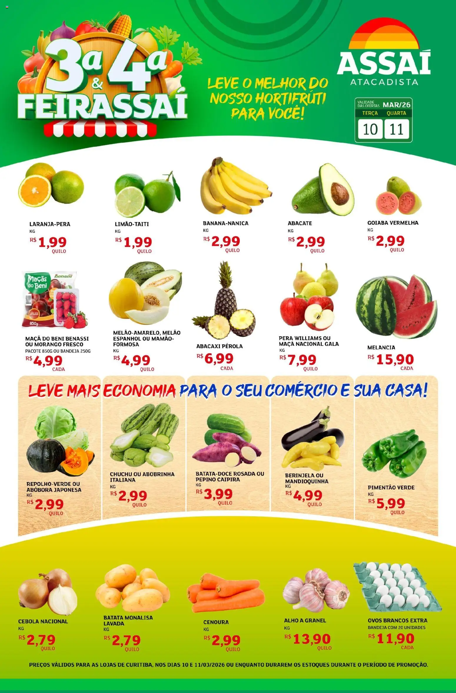 Assaí Atacadista Folheto - válido de 10.03.2026 | Página: 1 | Produtos: Pera, Abóbora, Cebola, Maçãs