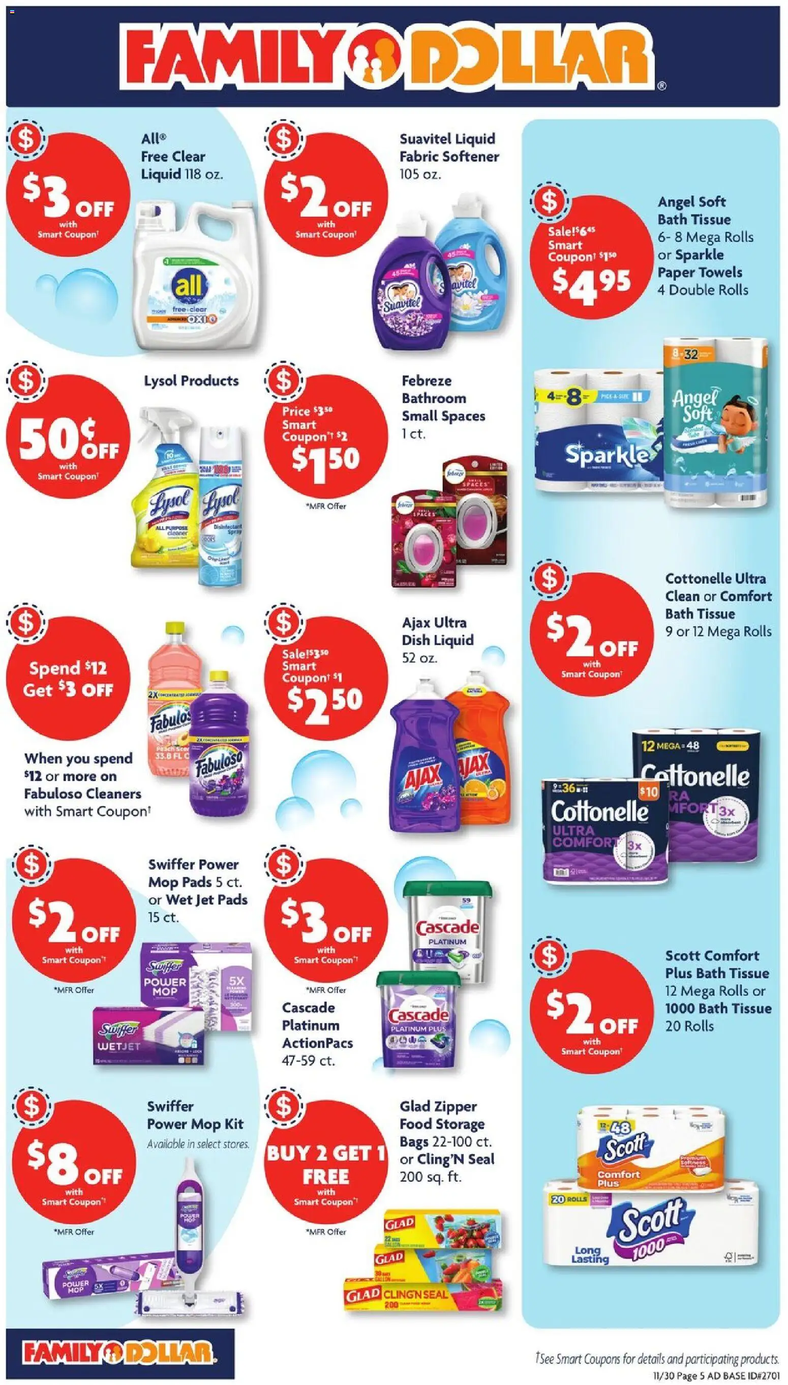 Family Dollar Weekly Ad - valid from 30.11.2025 | Page: 10 | Products: Bath, Fabric softener, Pads
