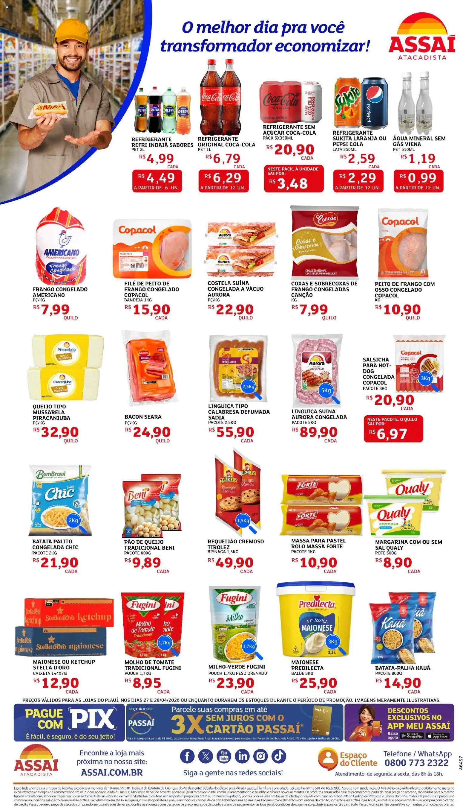 Assaí Atacadista Folheto - válido de 27.04.2026 | Página: 2 | Produtos: Rolo, Frango, Mussarela, Pão de queijo