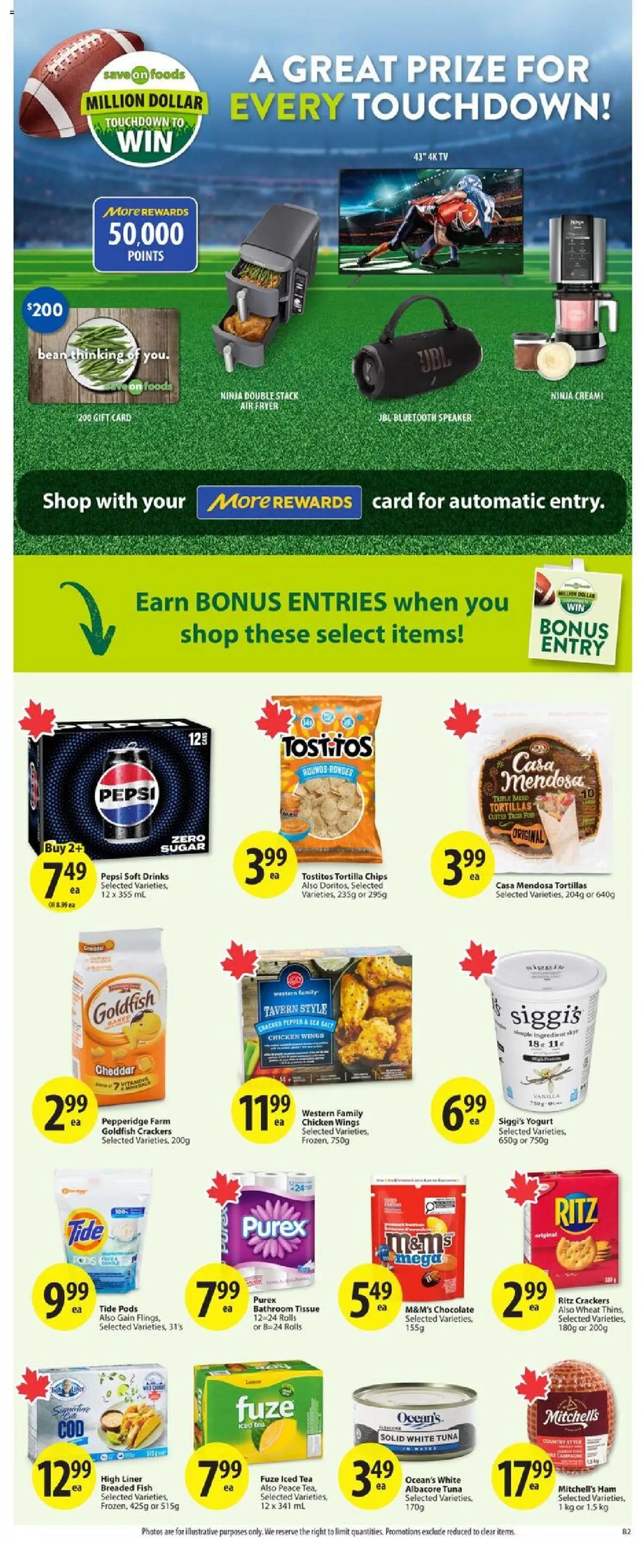 Save on foods flyer valid from 14.08.2025 | Page: 30 | Products: Tea, Chips, Fryer, Yogurt