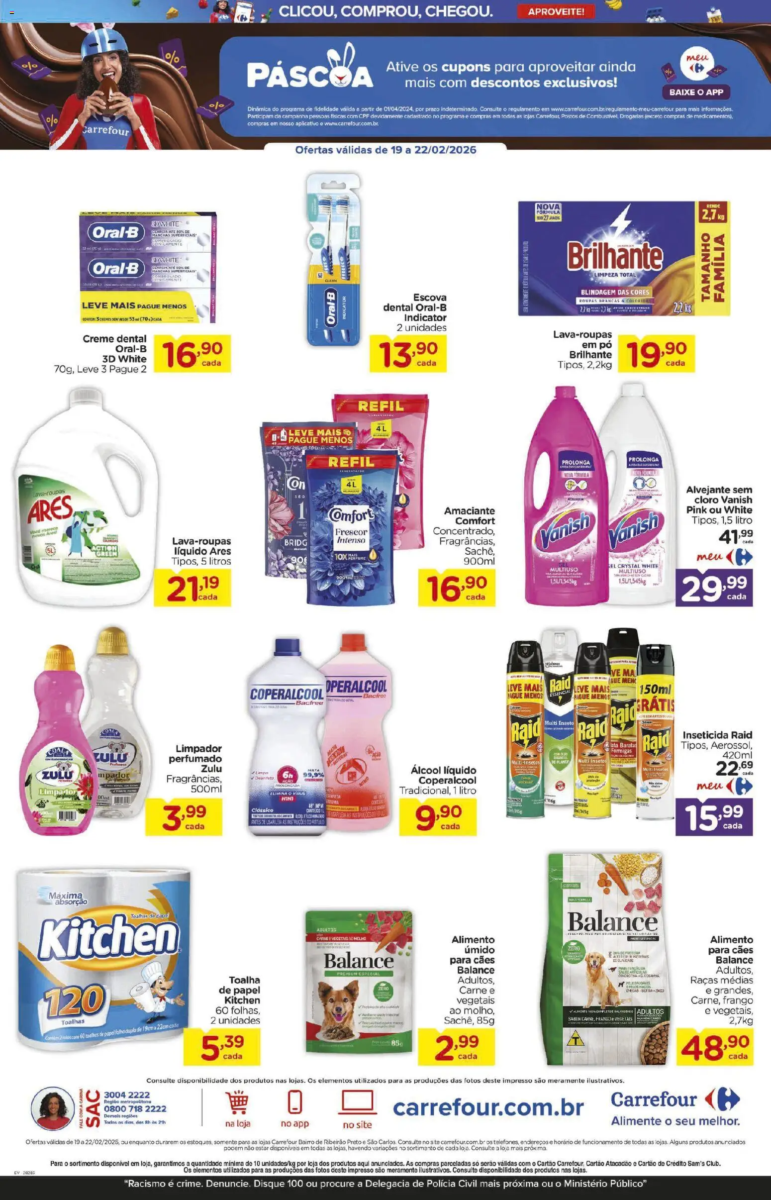 Carrefour Bairro Folheto - válido de 19.02.2026 | Página: 3 | Produtos: Cloro, Frango, Creme dental, Vanish