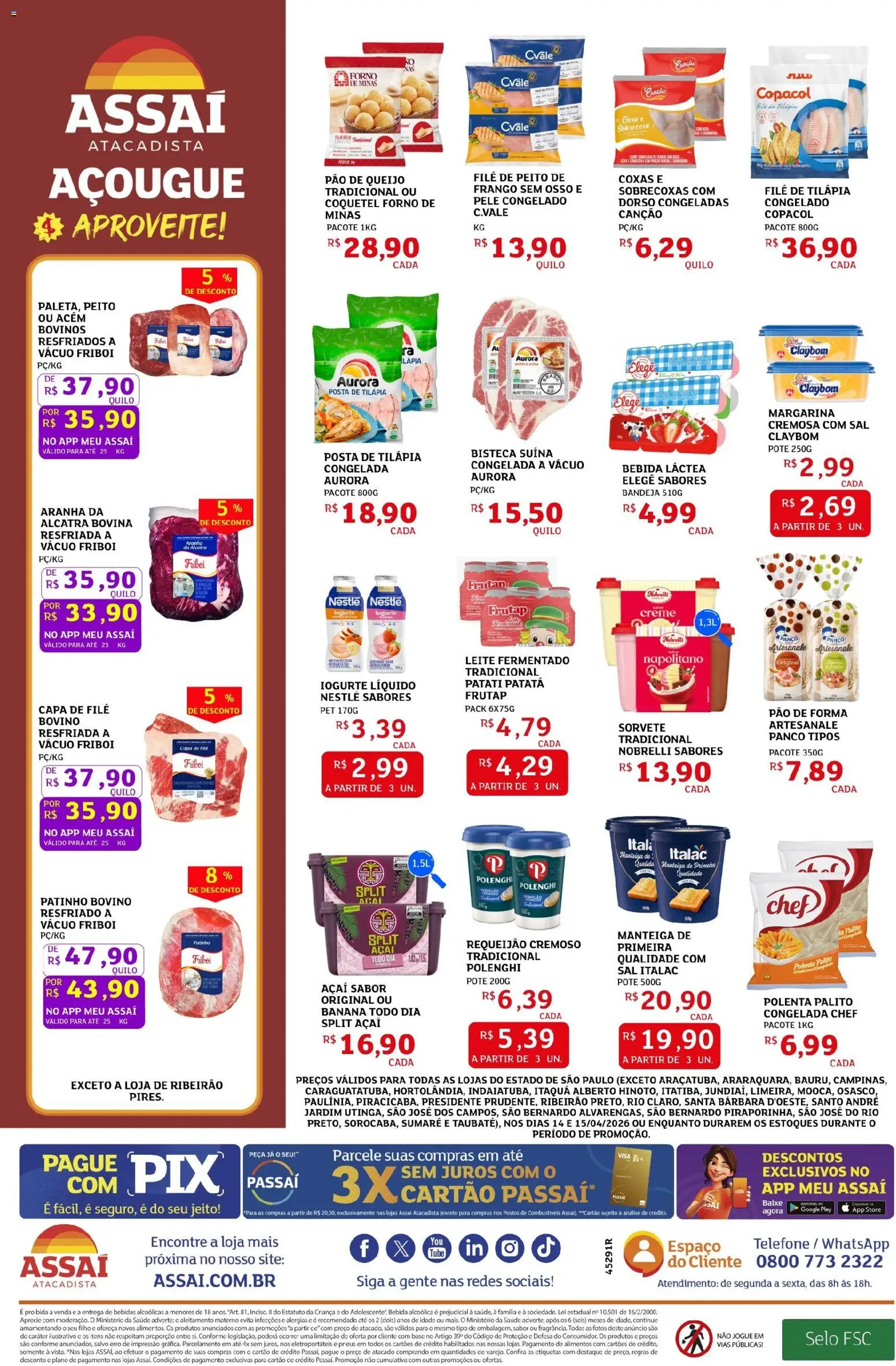 Assaí Atacadista Folheto - válido de 14.04.2026 | Página: 2 | Produtos: Copa, Base, Aranha da alcatra, Pão de queijo