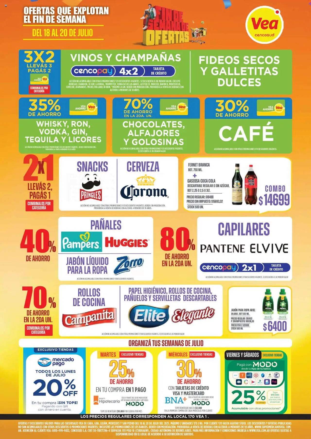 Vea - Oferta fin de semana AMBA, Luján, Mercedes y San Pedro │ válido desde el 18.07.2025 | Página: 1 | Productos: Banco, Cerveza, Fideos, Golosinas