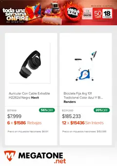 Vista previa Megatone catálogo válido desde el 26.01.2026 | Página: 3 | Productos: Cable, Bicicleta fija