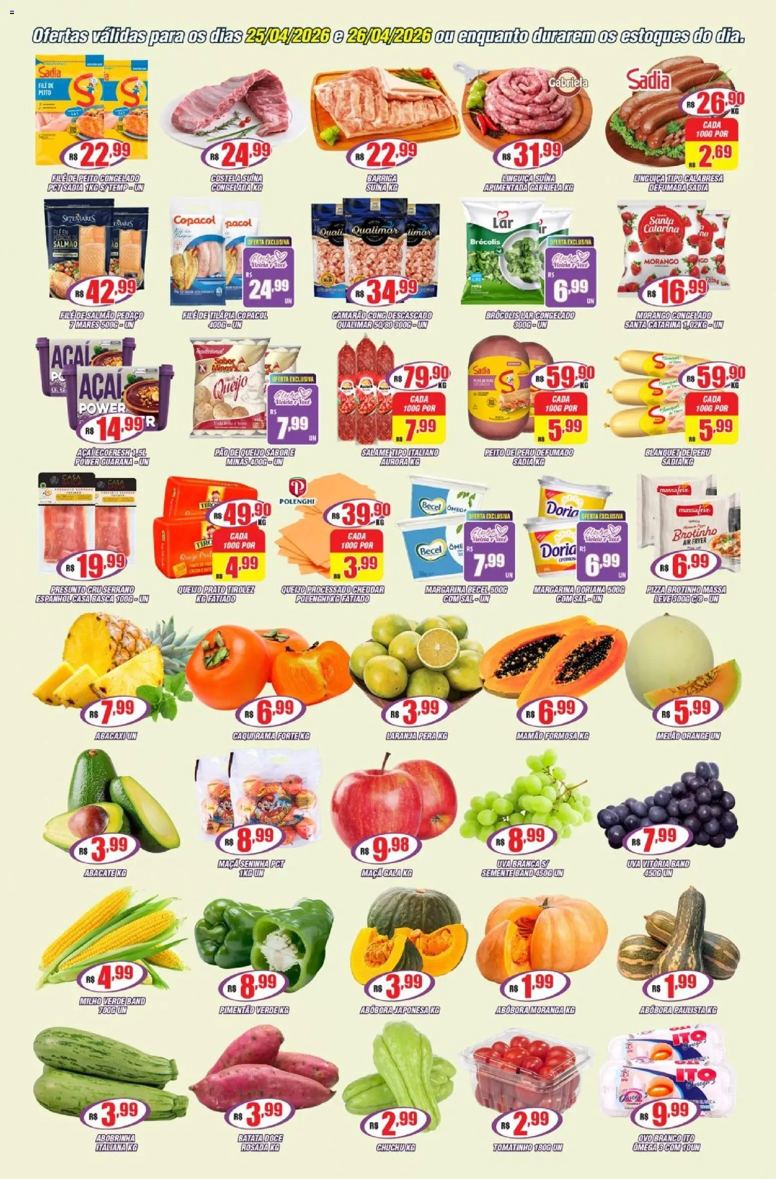 Violeta Supermercados Folheto - válido de 25.04.2026 | Página: 2 | Produtos: Pimentão, Milho verde, Salame, Mamão