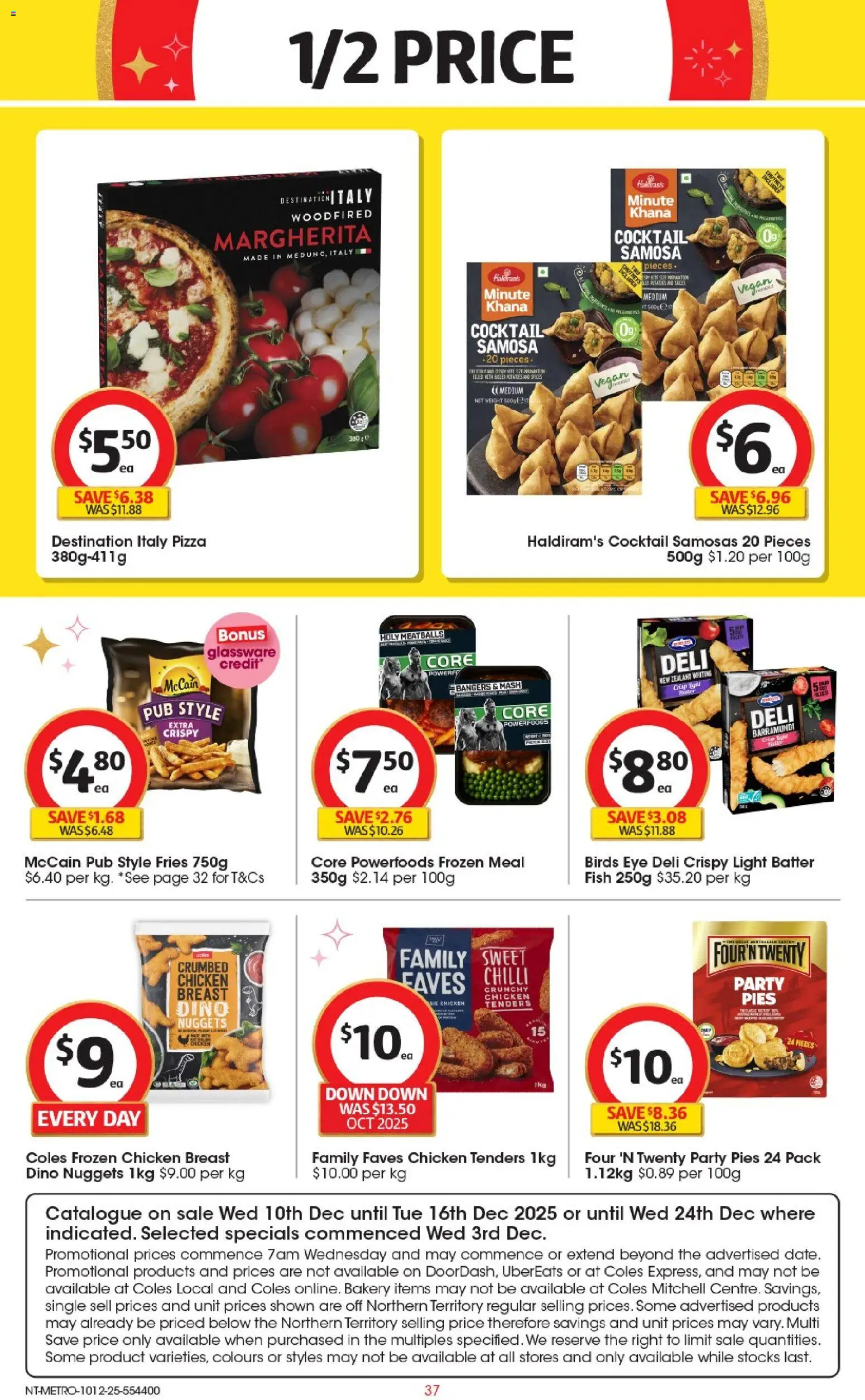 Coles catalogue - valid from 10.12.2025 | Page: 38 | Products: Light, Pizza, Fish, Bakery