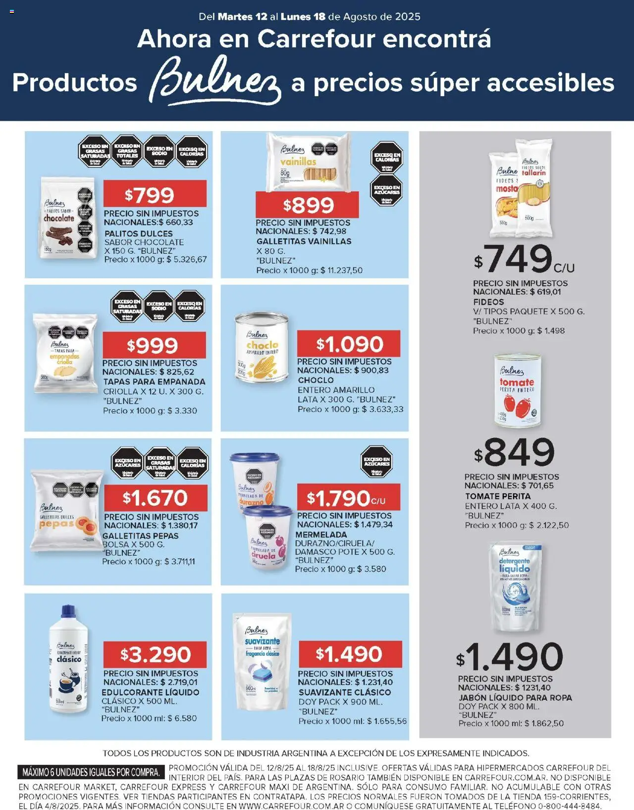 Carrefour ofertas - Salta │ válido desde el 12.08.2025 | Página: 15 | Productos: Durazno, Edulcorante, Fideos, Suavizante