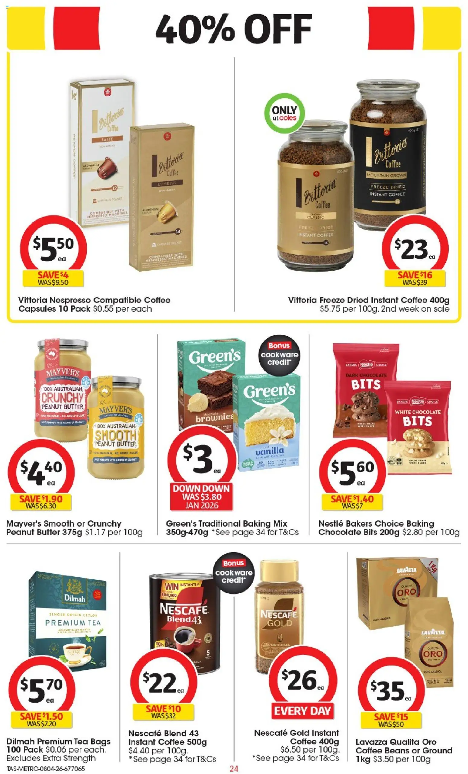 Coles catalogue - valid from 08.04.2026 | Page: 24 | Products: Butter, Tea, Cookware, Sugar
