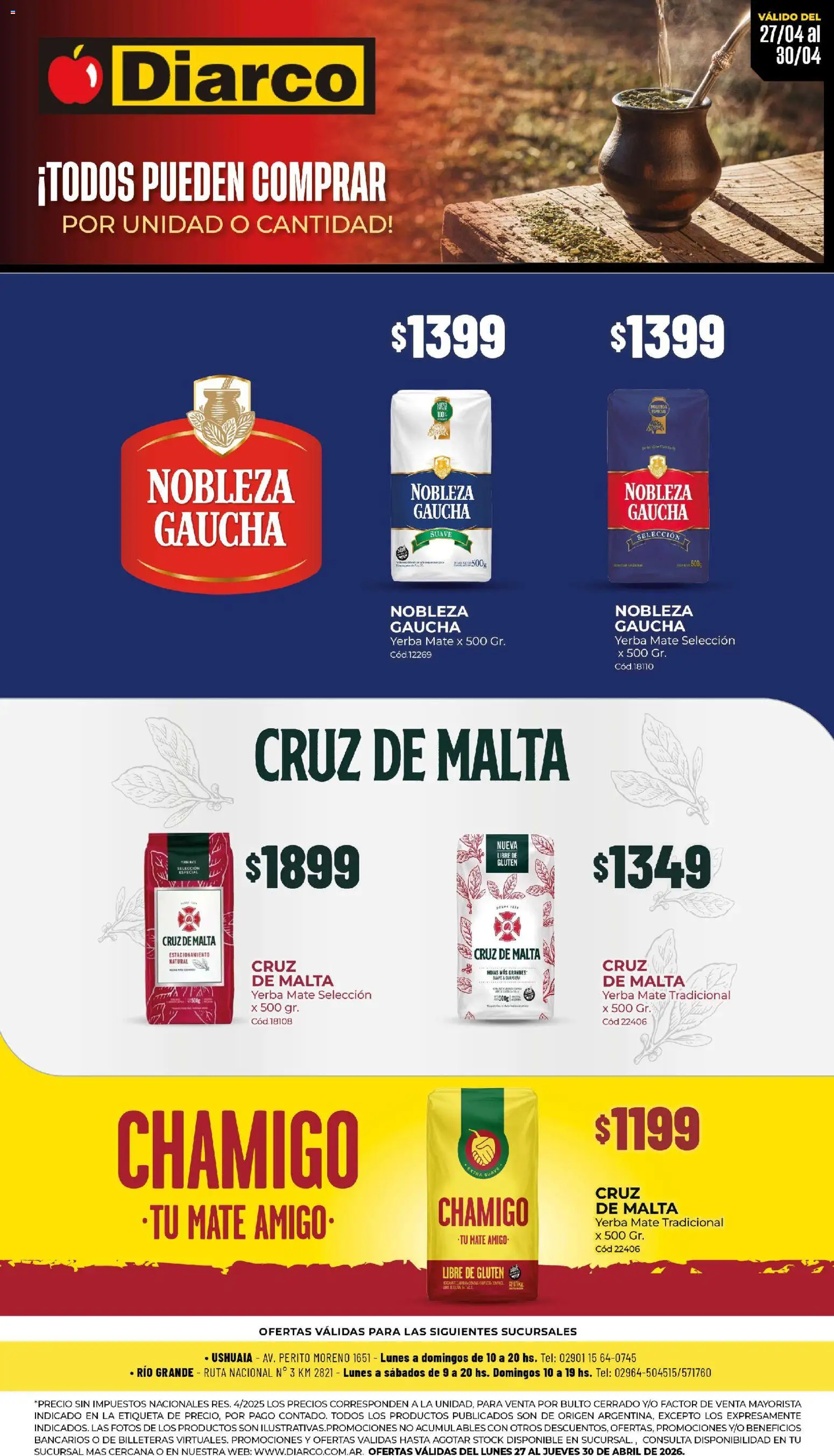 Diarco - Especial Yerbas │ válido desde el 27.04.2026 | Página: 1 | Productos: Mate, Yerba