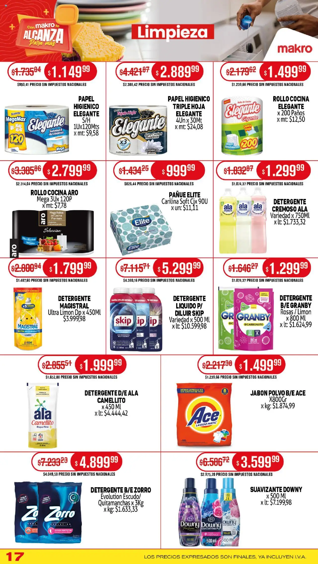 Makro ofertas │ válido desde el 31.07.2025 | Página: 17 | Productos: Papel higiénico, Jabón líquido, Ropa, Suavizante