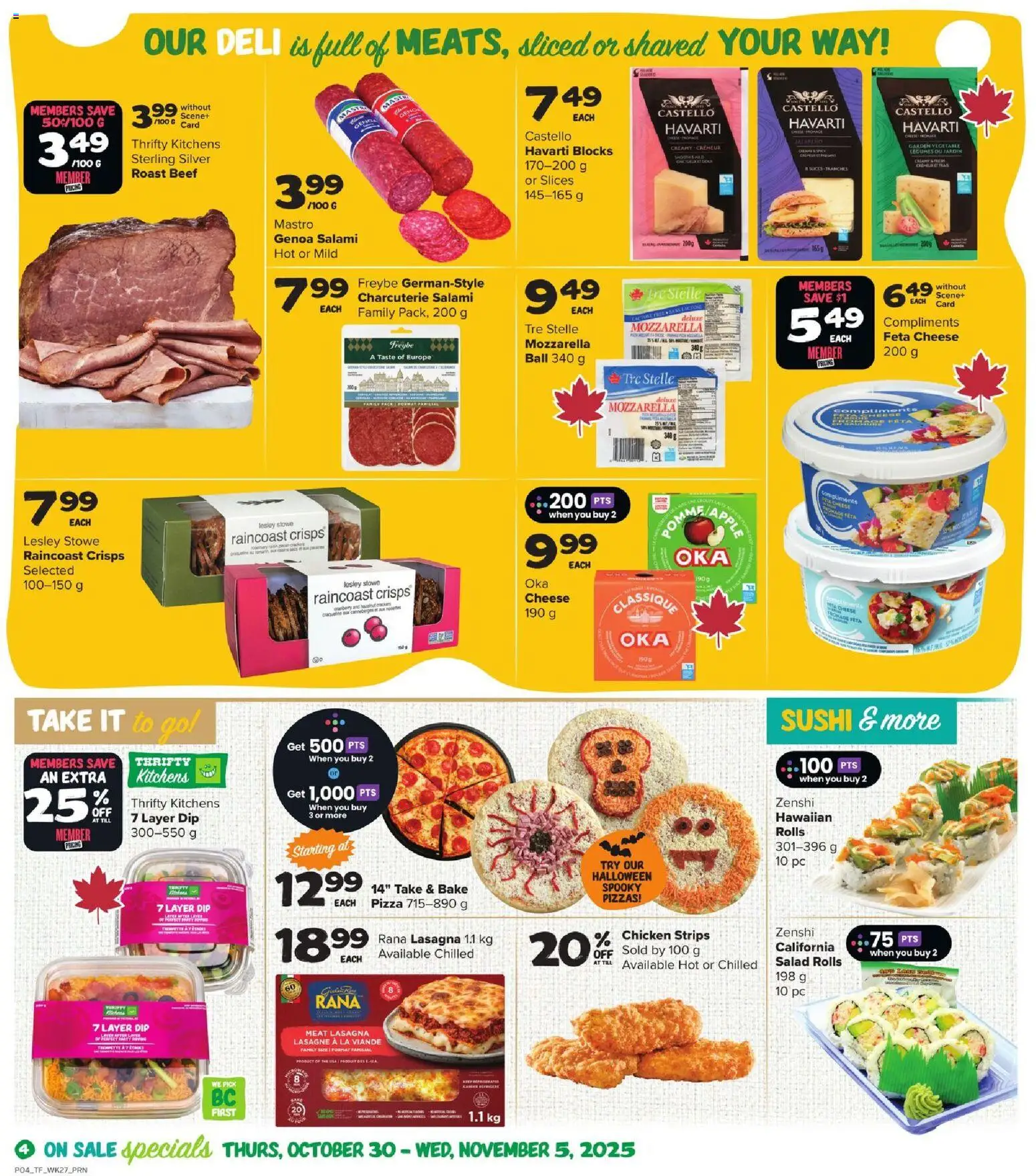 Thrifty Foods flyer valid from 30.10.2025 | Page: 5 | Products: Beef, Salad, PC, Chicken