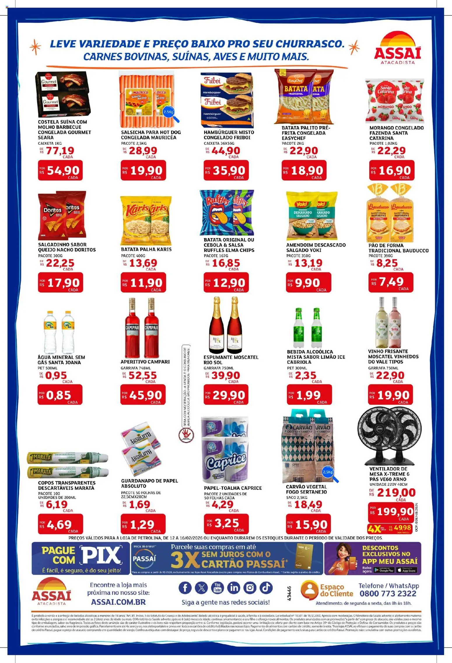 Assaí Atacadista Folheto - válido de 12.02.2026 | Página: 2 | Produtos: Espumante, Salsicha, Baixo, Batata palha