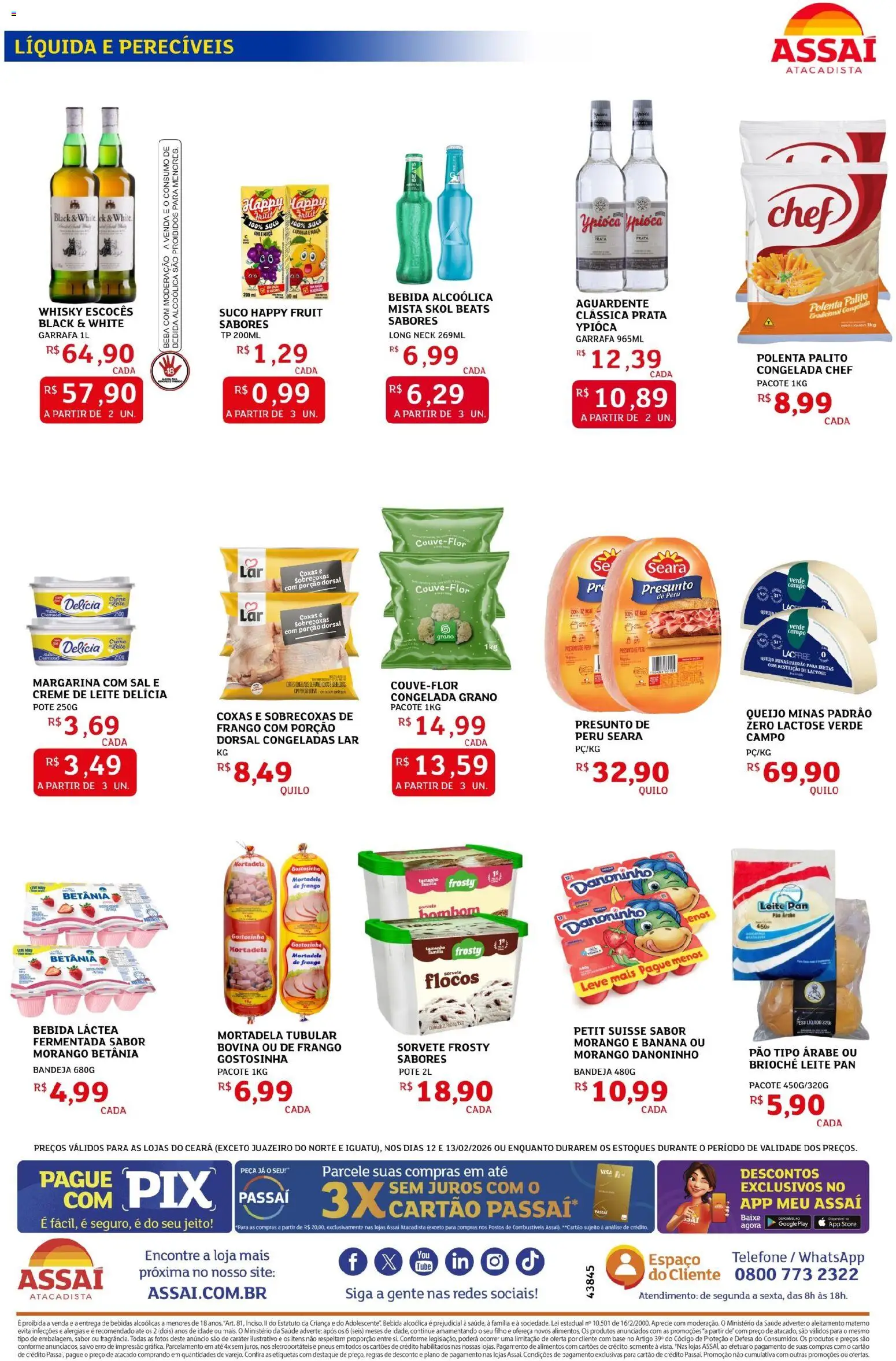 Assaí Atacadista Folheto - válido de 12.02.2026 | Página: 2 | Produtos: Whisky, Presunto, Sal, Frango