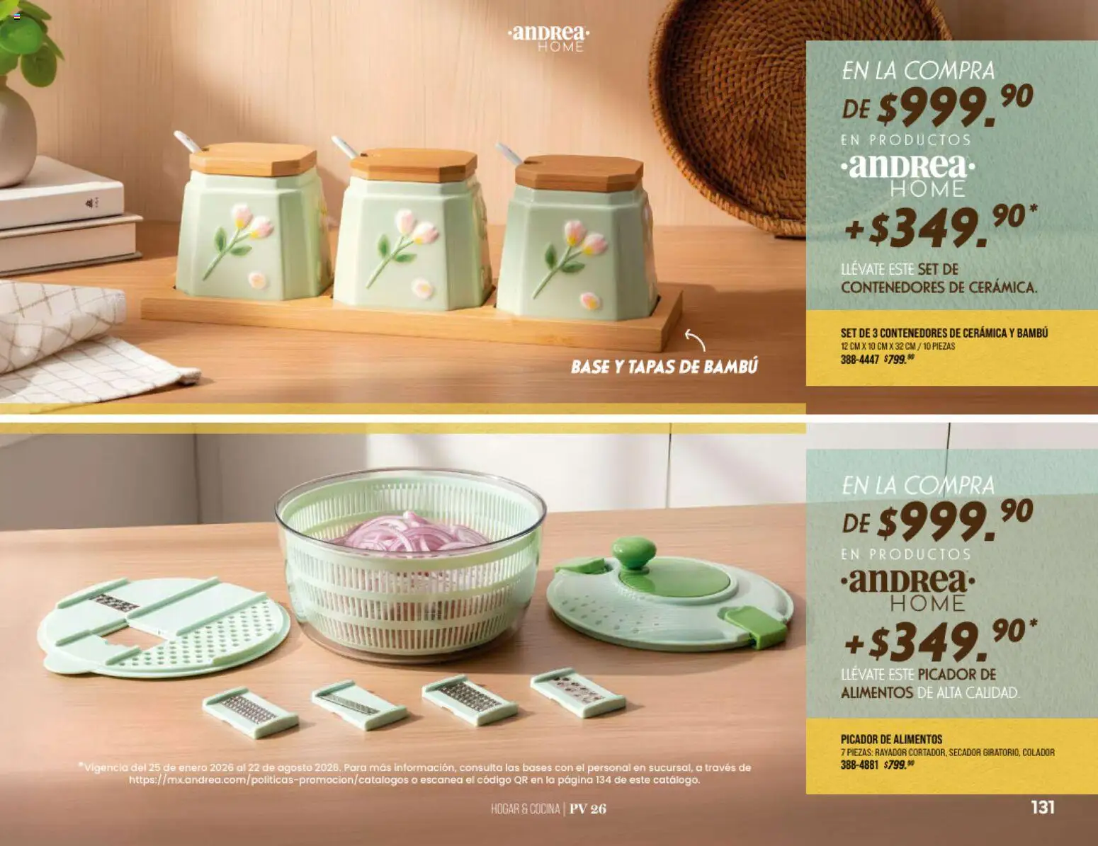 Nuevas ofertas de Andrea válidas en toda la República Mexicana desde el 25.01.2026. ¡Encuentra las mejores ofertas en Andrea catálogo Home! | Página: 131 | Productos: Colador, Rayador, Cocina