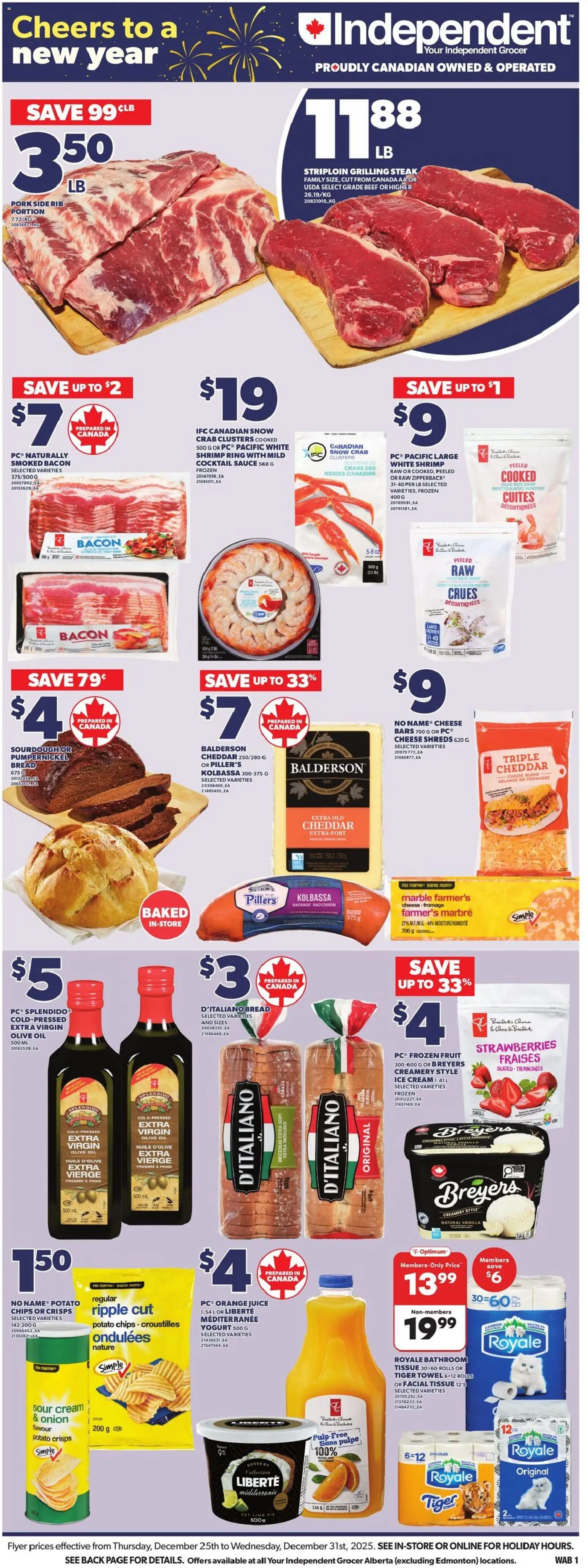 Independent Grocer flyer valid from 25.12.2025 | Page: 3 | Products: Strawberries, Cream, Yogurt, Oil