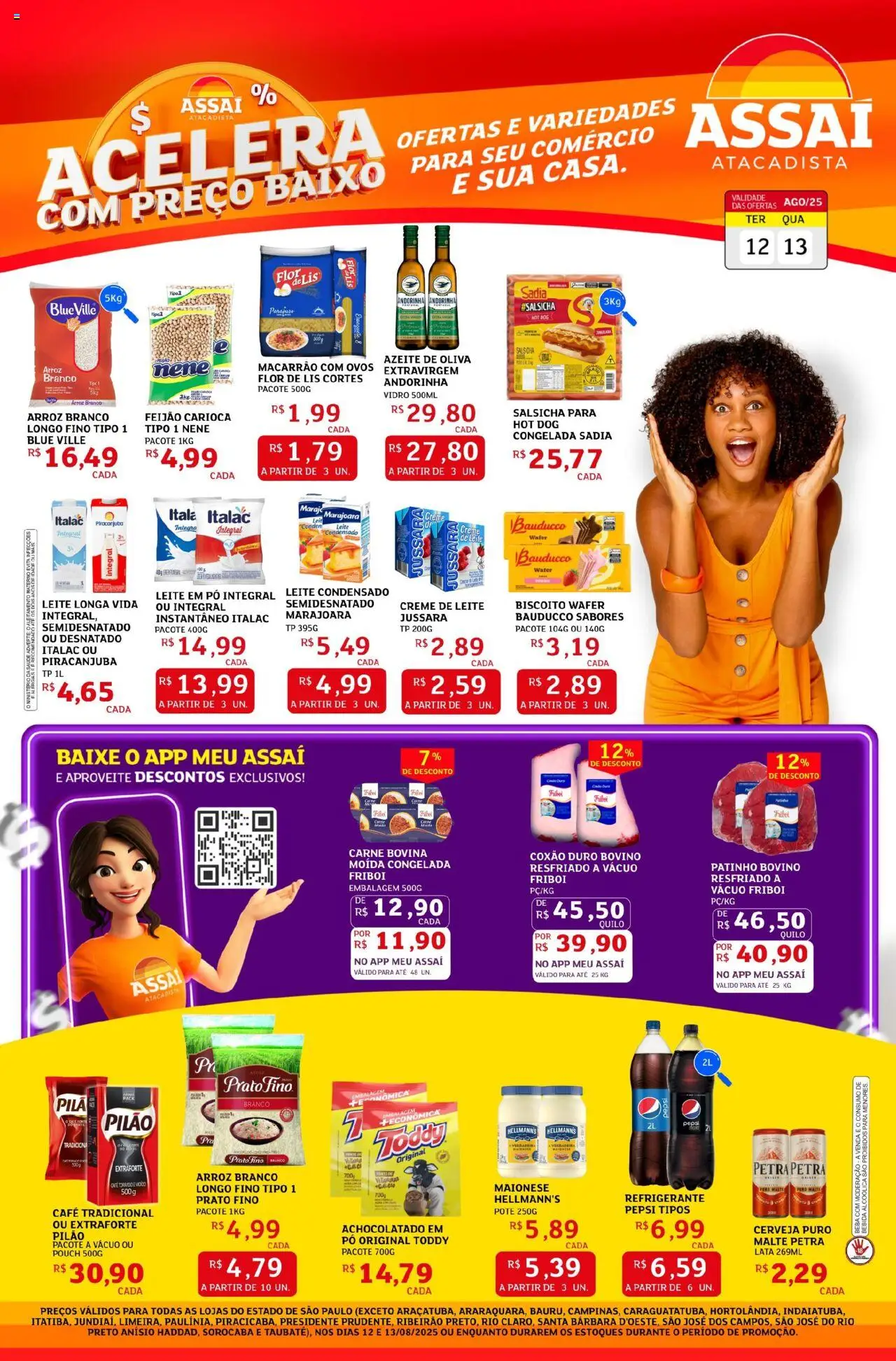 Assaí Atacadista Folheto - válido de 12.08.2025 | Página: 1 | Produtos: Achocolatado, Leite, Creme, Leite em pó