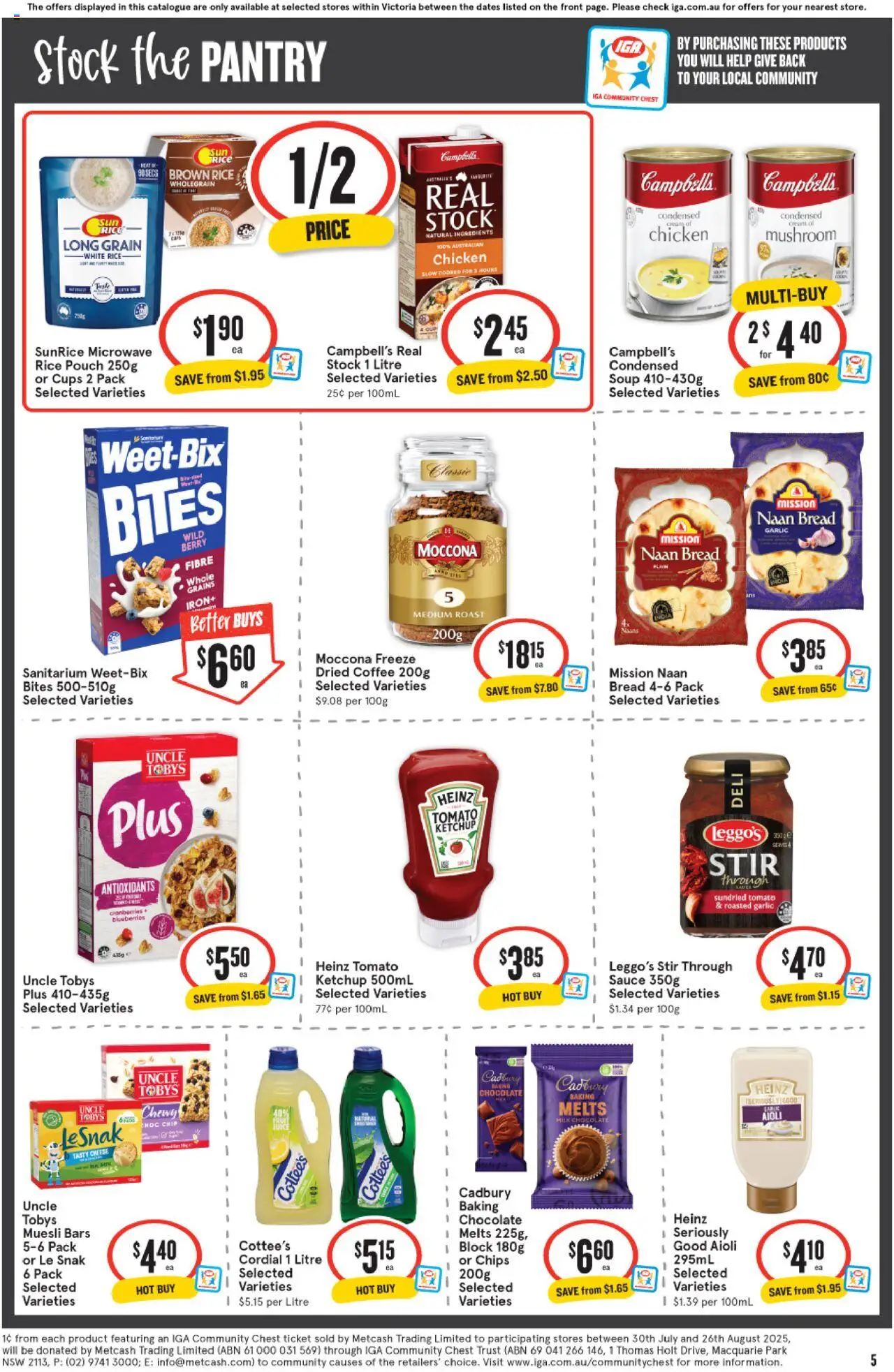 IGA catalogue - valid from 20.08.2025 | Page: 5 | Products: Chocolate, Tap, Salt, Bag
