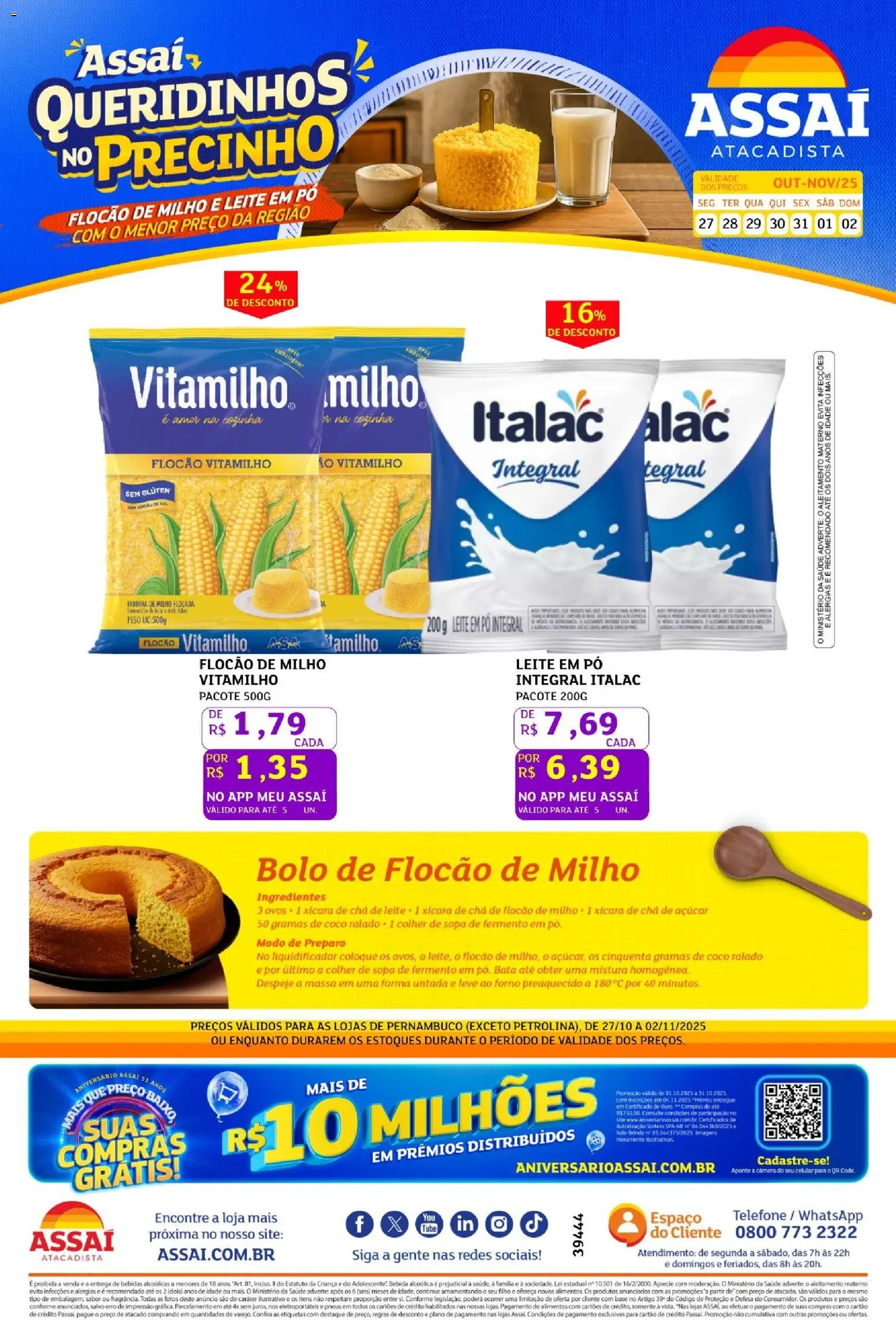 Assaí Atacadista Folheto - válido de 27.10.2025 | Página: 1 | Produtos: Coco, Celular, Bolo, Câmera