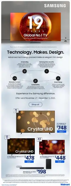 Preview of Walmart weekly flyer from shop Walmart valid from 27.11.2025 | Page: 26 | Products: Phone, Tv