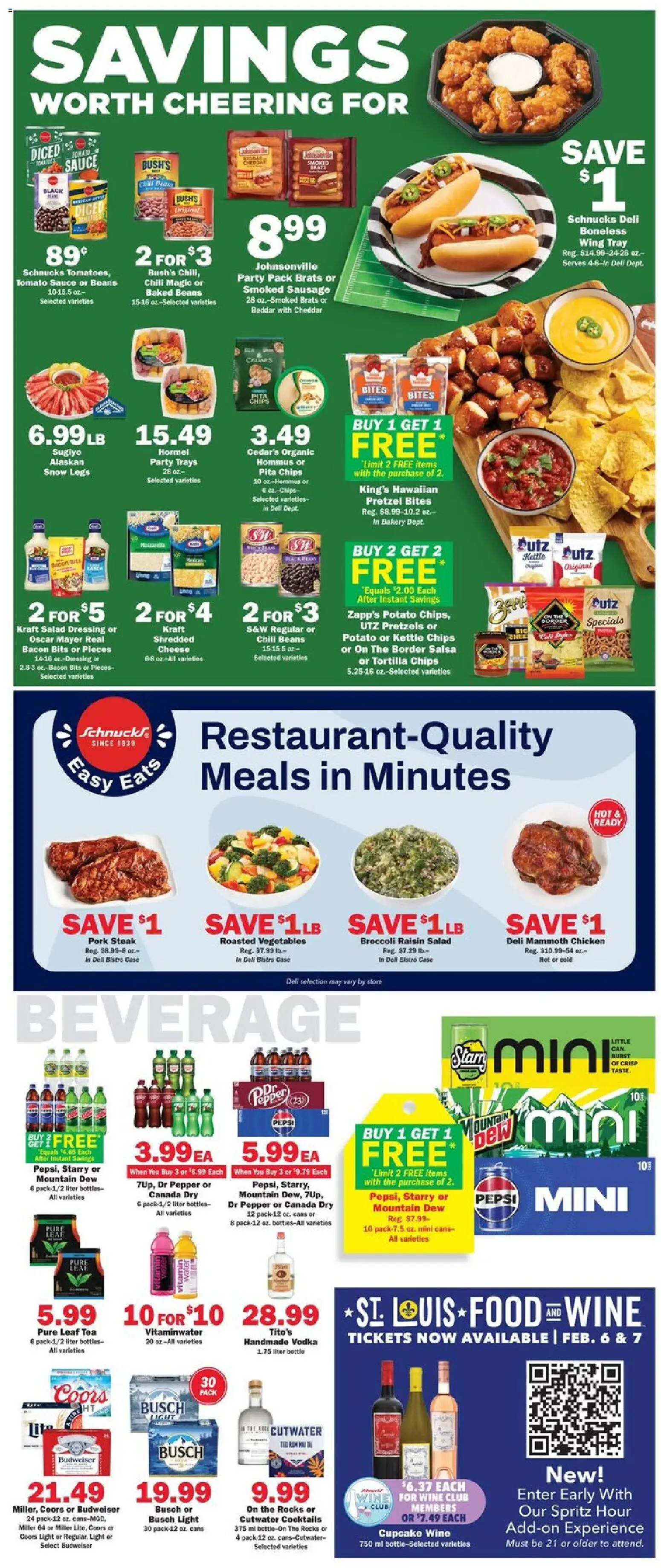 Schnucks Weekly Print Ad - IL - valid from 28.01.2026 | Page: 3 | Products: Broccoli, Chips, Water, Sausage
