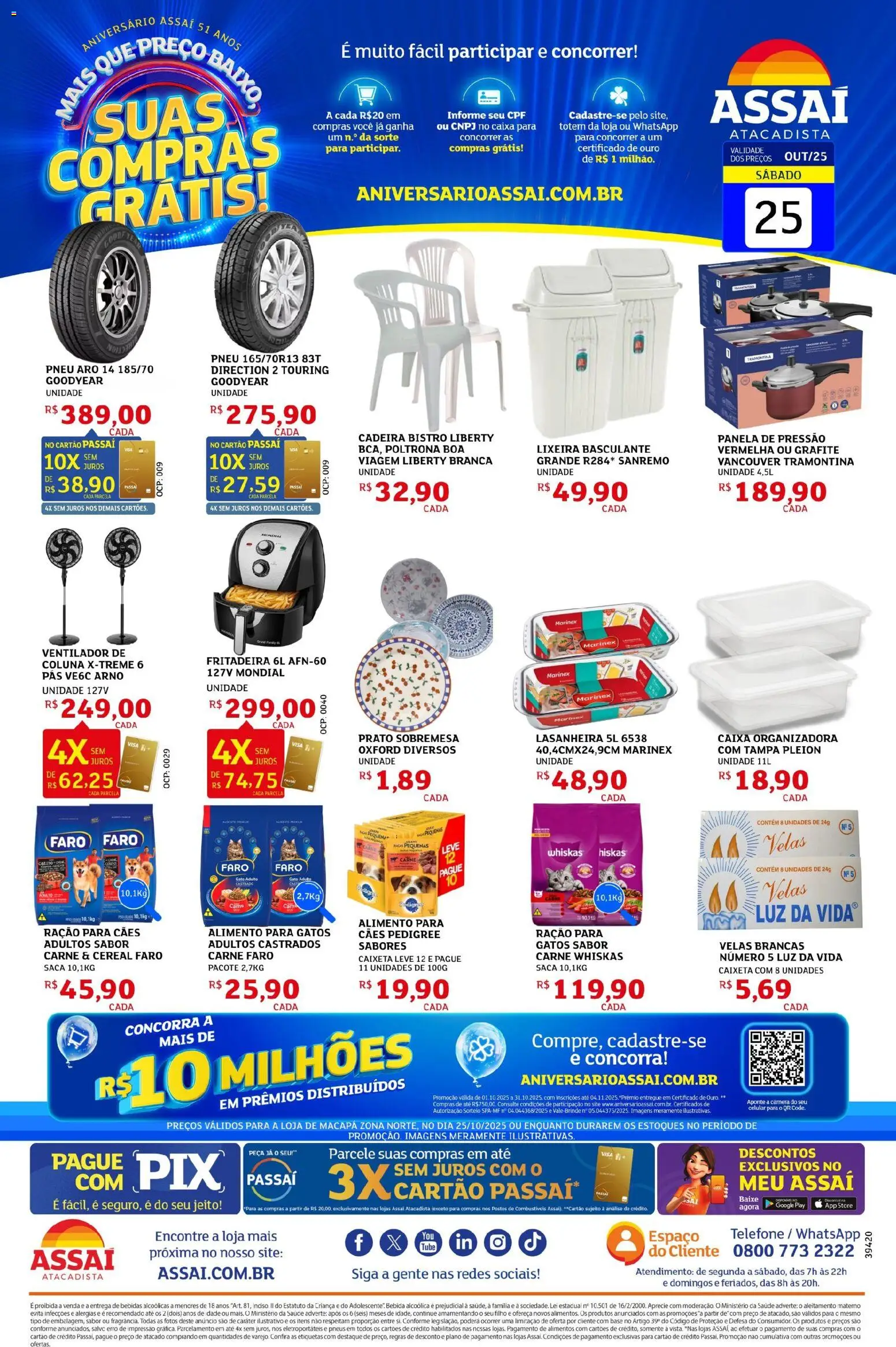 Assaí Atacadista Folheto - válido de 25.10.2025 | Página: 1 | Produtos: Ventilador, Cadeira, Panela de pressão, Caixa