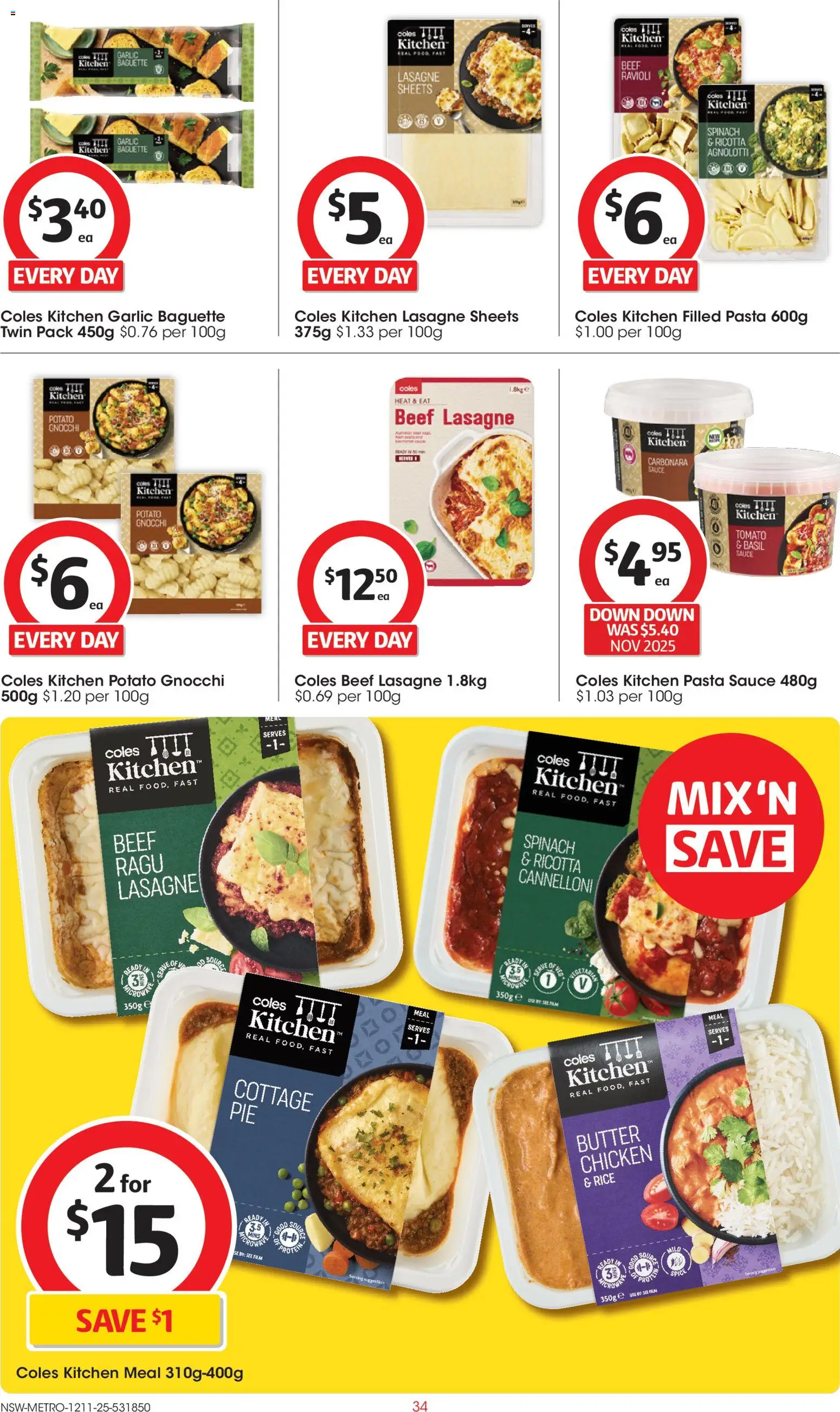 Coles catalogue - valid from 12.11.2025 | Page: 34 | Products: Butter, Spinach, Sauce, Garlic