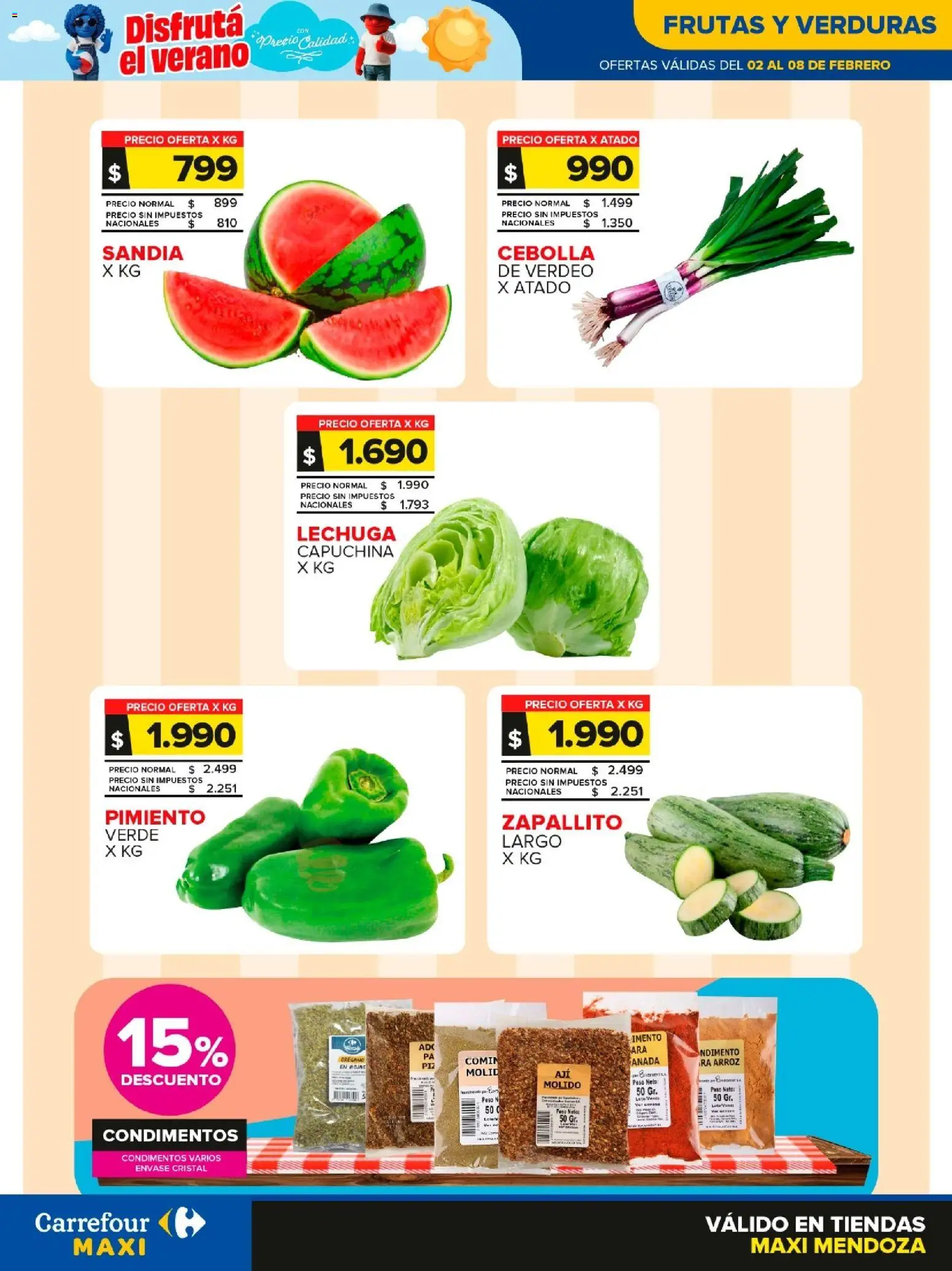 Carrefour - Frutas y Verduras  │ válido desde el 02.02.2026 | Página: 1 | Productos: Cebolla, Sandía, Arroz, Orégano