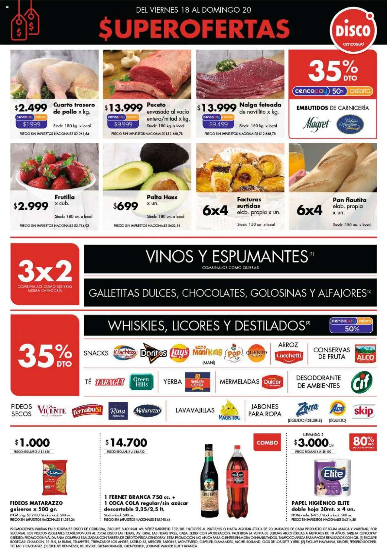 Disco ofertas - Córdoba │ válido desde el 18.07.2025 | Página: 1 | Productos: Azucar, Yerba, Palta, Golosinas