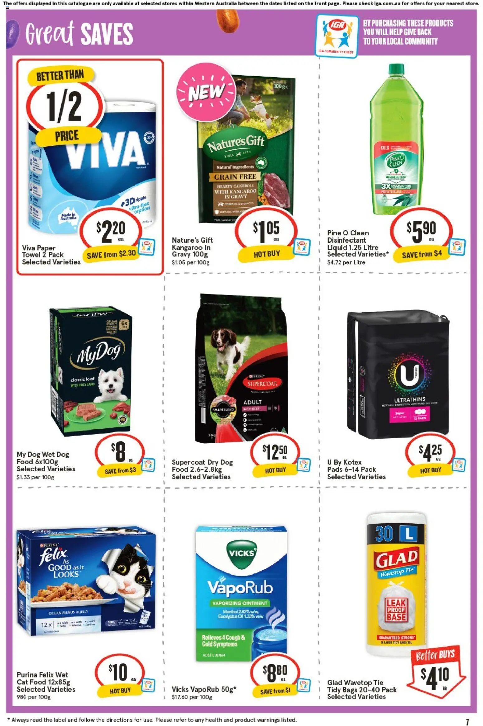 IGA catalogue - valid from 05.04.2026 | Page: 7 | Products: Oil, Dog food, Tie, VapoRub