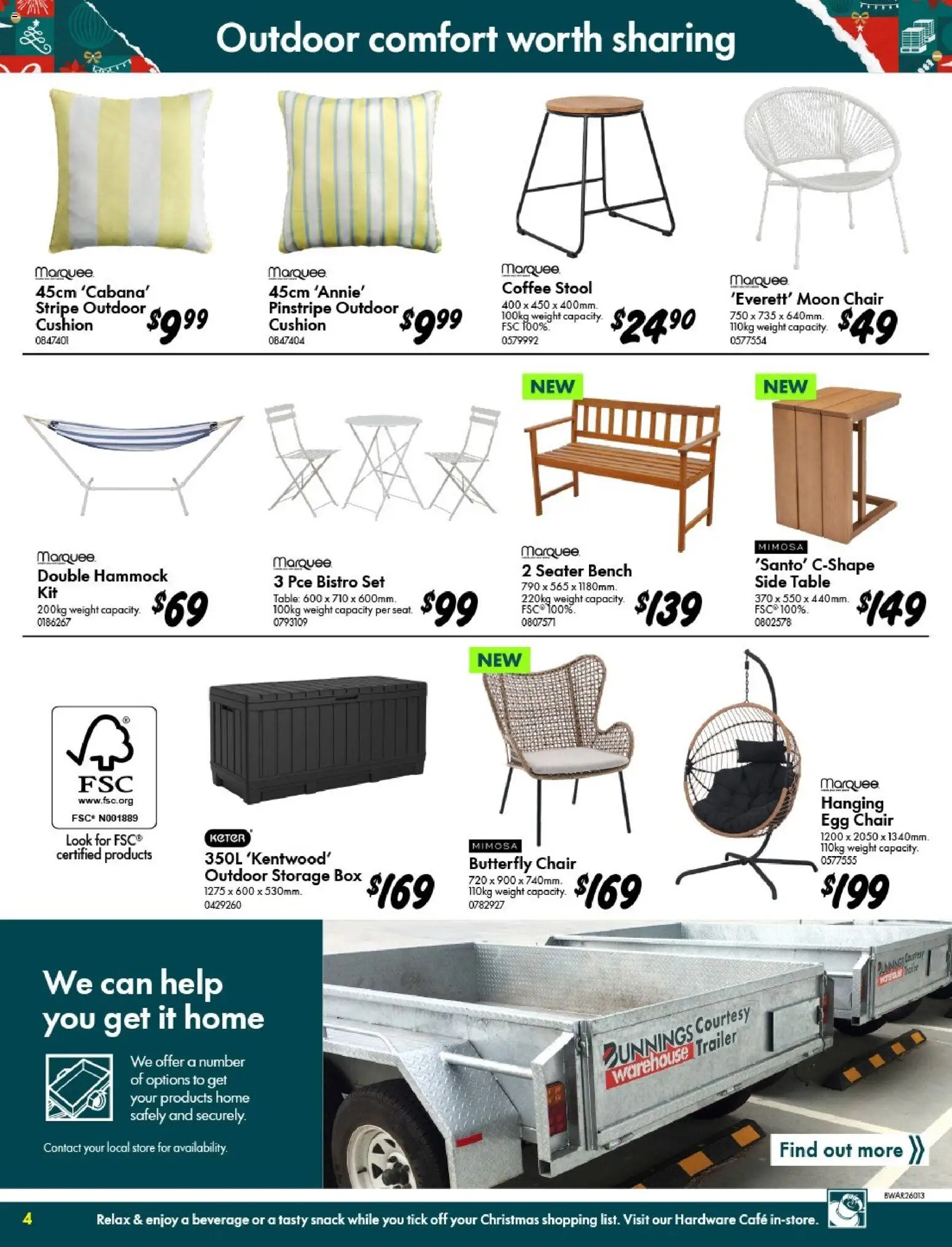 Bunnings Warehouse catalogue - valid from 03.12.2025 | Page: 4 | Products: Table, Cushion, Box, Stool