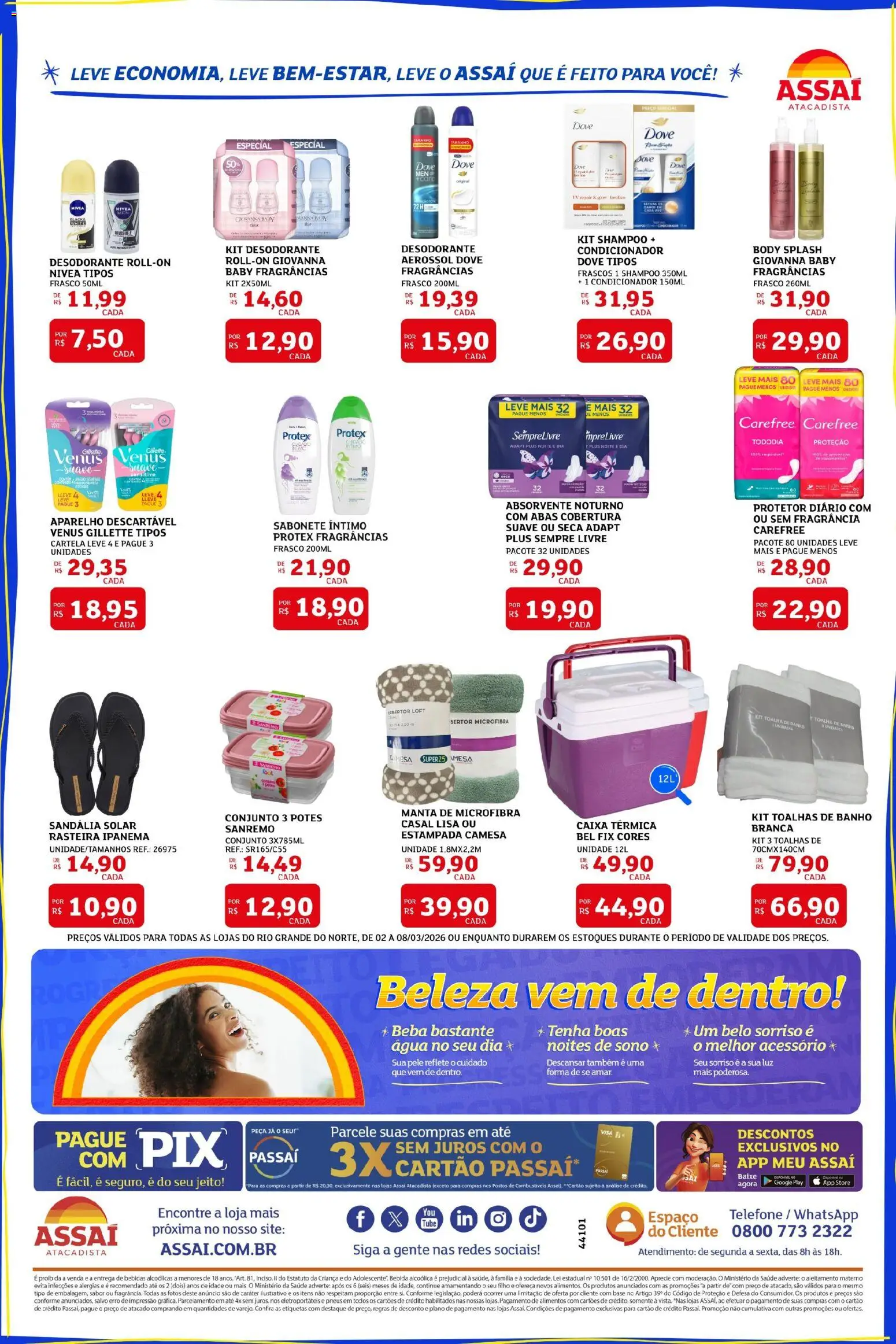Assaí Atacadista Folheto - válido de 02.03.2026 | Página: 2 | Produtos: Shampoo, Sabonete, Sempre Livre, Absorvente
